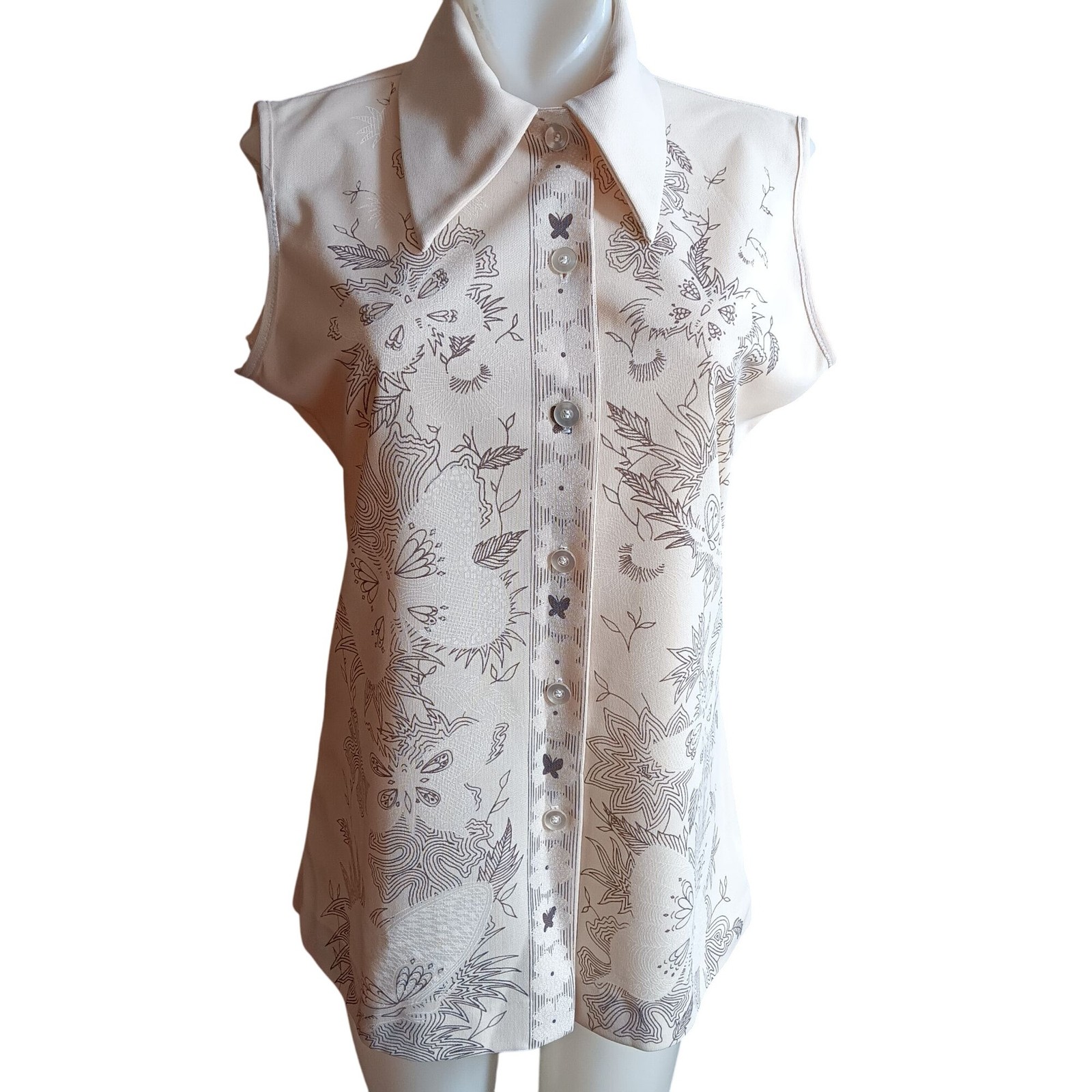 True Vintage Butterfly Large Sleeveless Top Polyester Boho Sleeveless 1970’s