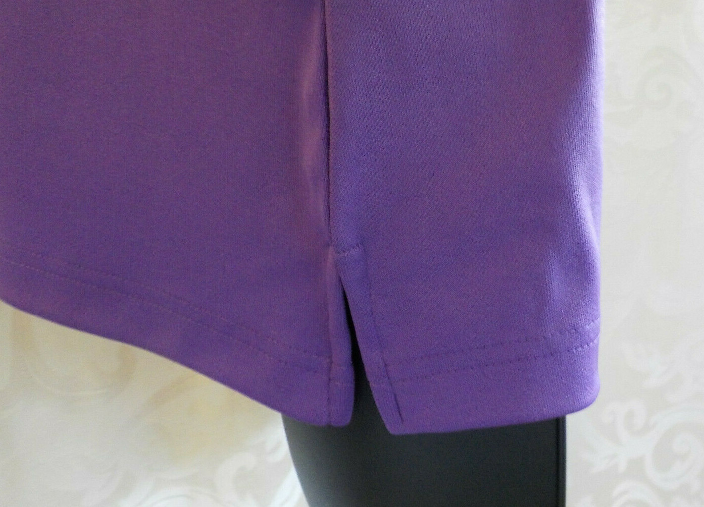 Vintage N Touch Blouse Size PM Purple Moch Neck Sleeveless Side Vents Blend
