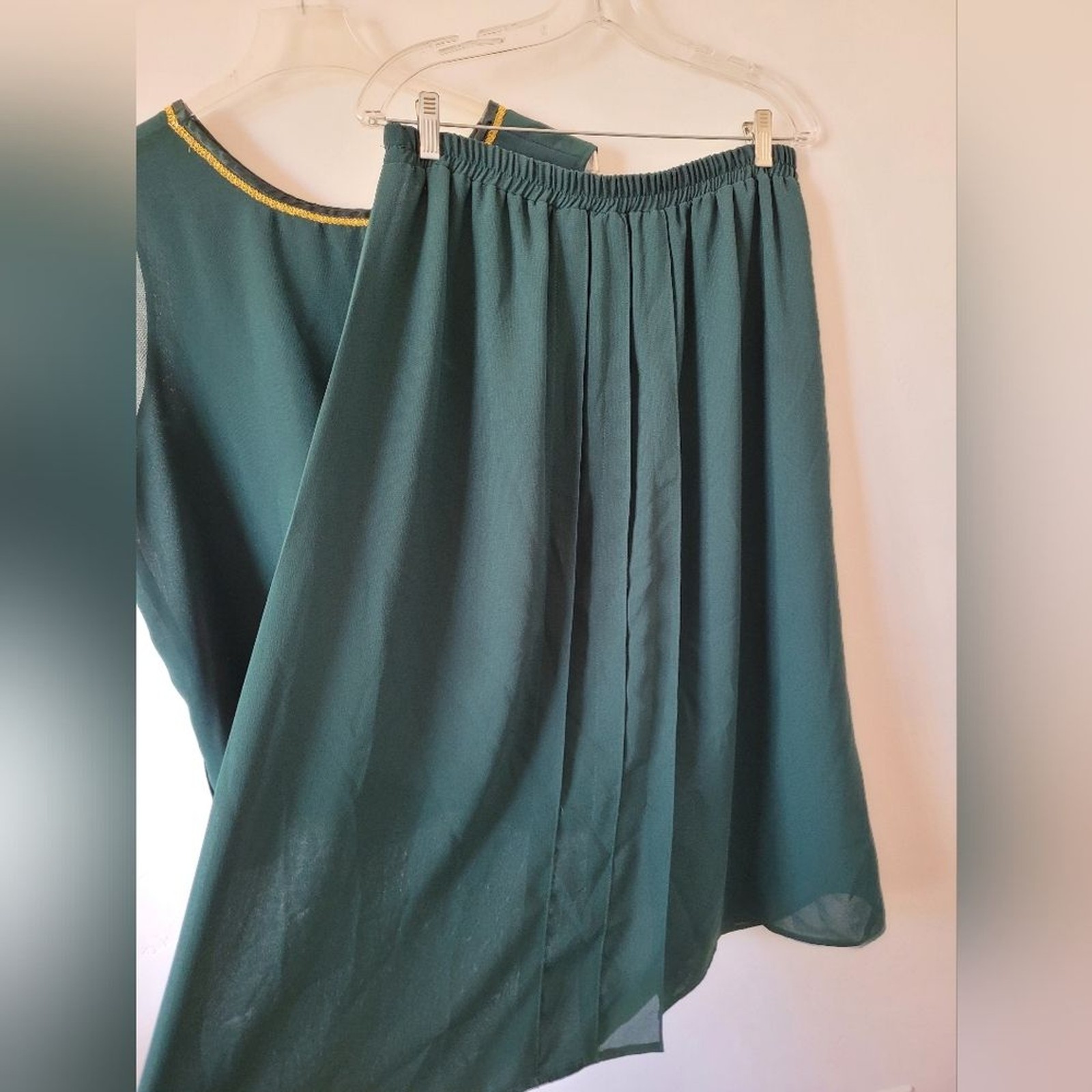 Vintage F.A.D. Emerald Green 2 Piece Skirt Set Retro Grandma Pleat Plus Size 2X