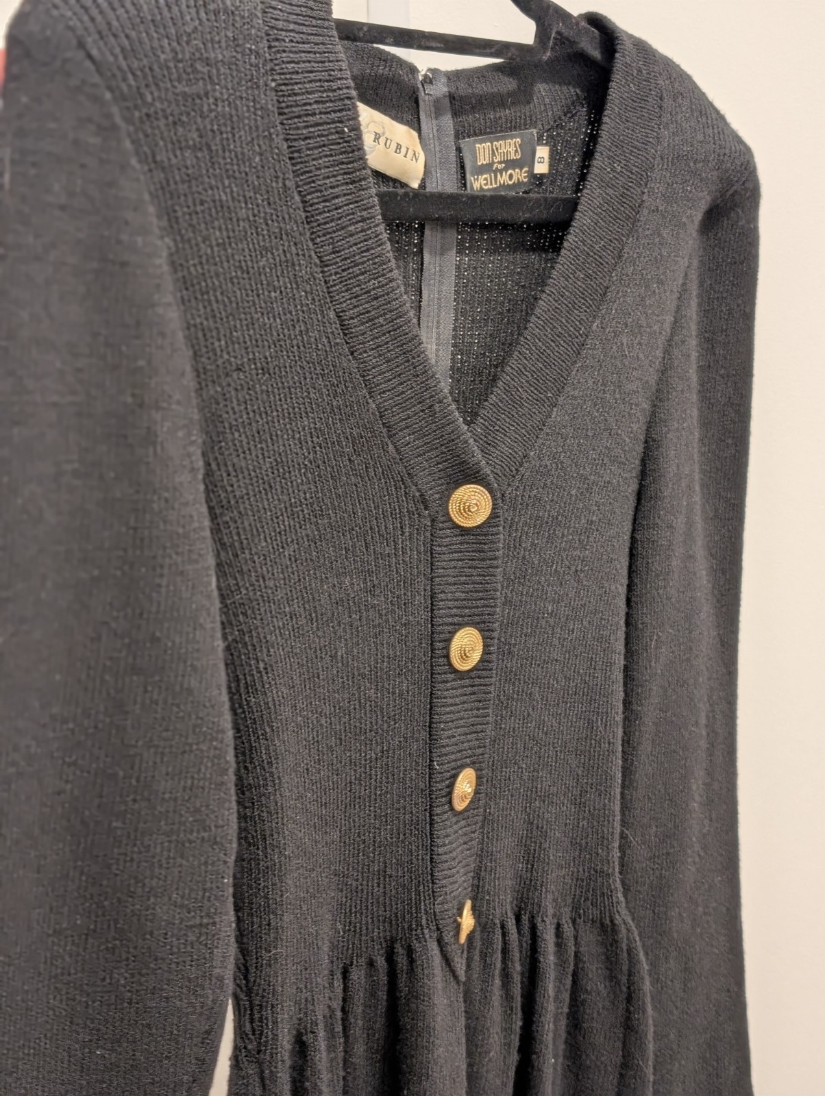 Lillie Rubin Don Sayres For Wellmore Wool Blend Black Sweater Dress Sz 8