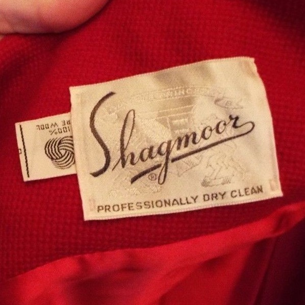 Vintage 1947-1955 SHAGMOOR 100% Wool MINK? Collar LINED Flashy RED. SMALL? USA