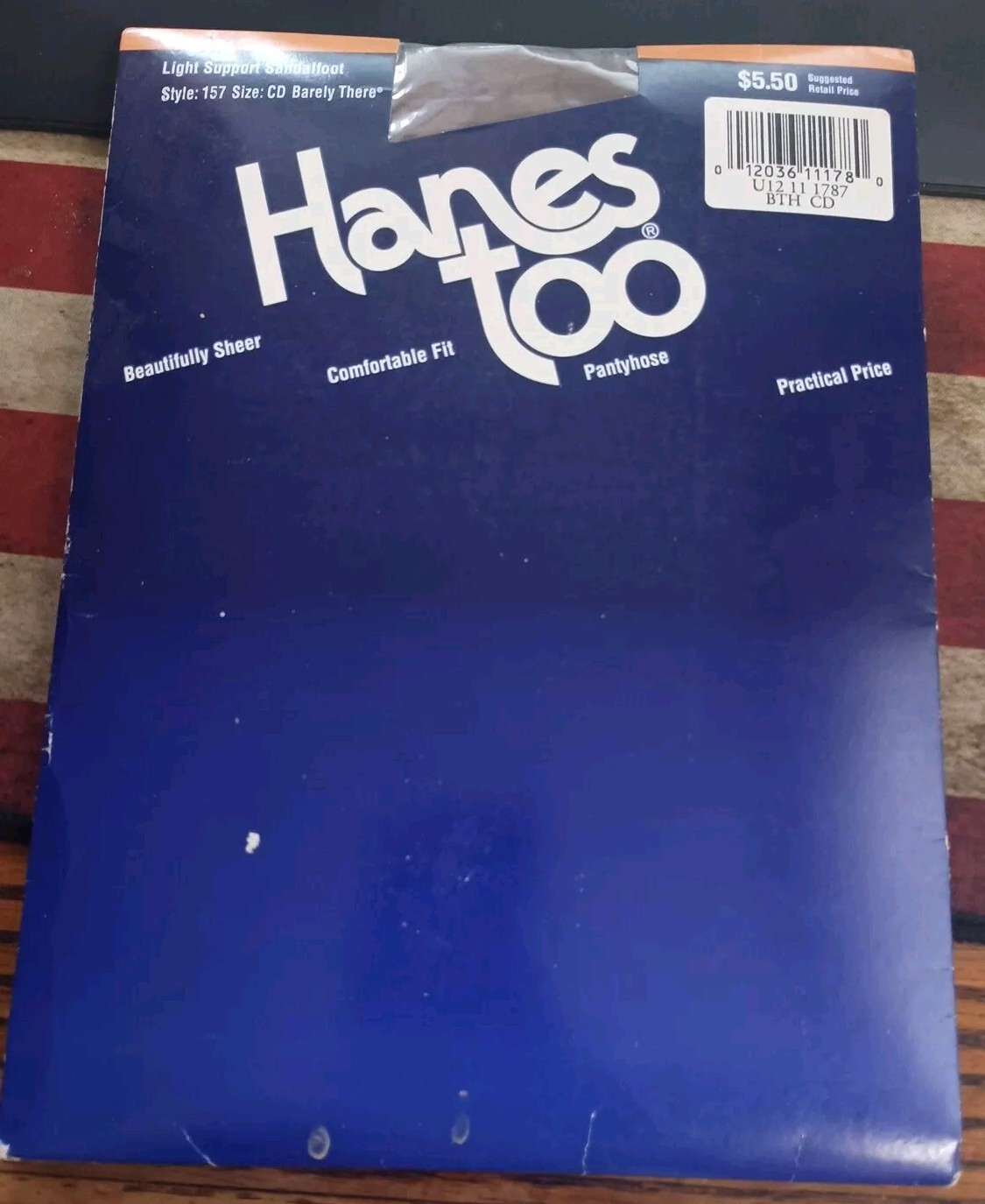 Hanes Too Pantyhose Light Support Sandalfoot Style 157 SIZE CD Barely There NOS