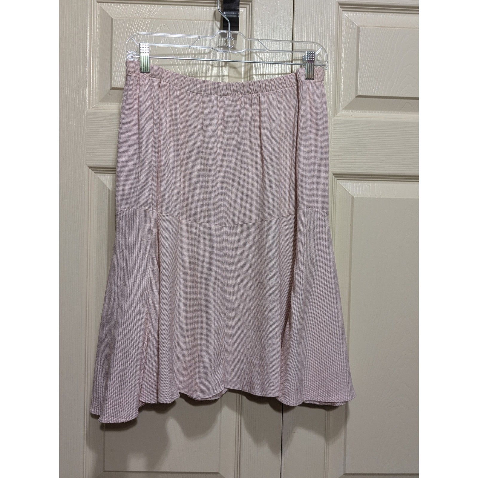 Vintage Boho Broomstick Skirt Pink Micro Check Flared Plus Size 22W Cottagecore