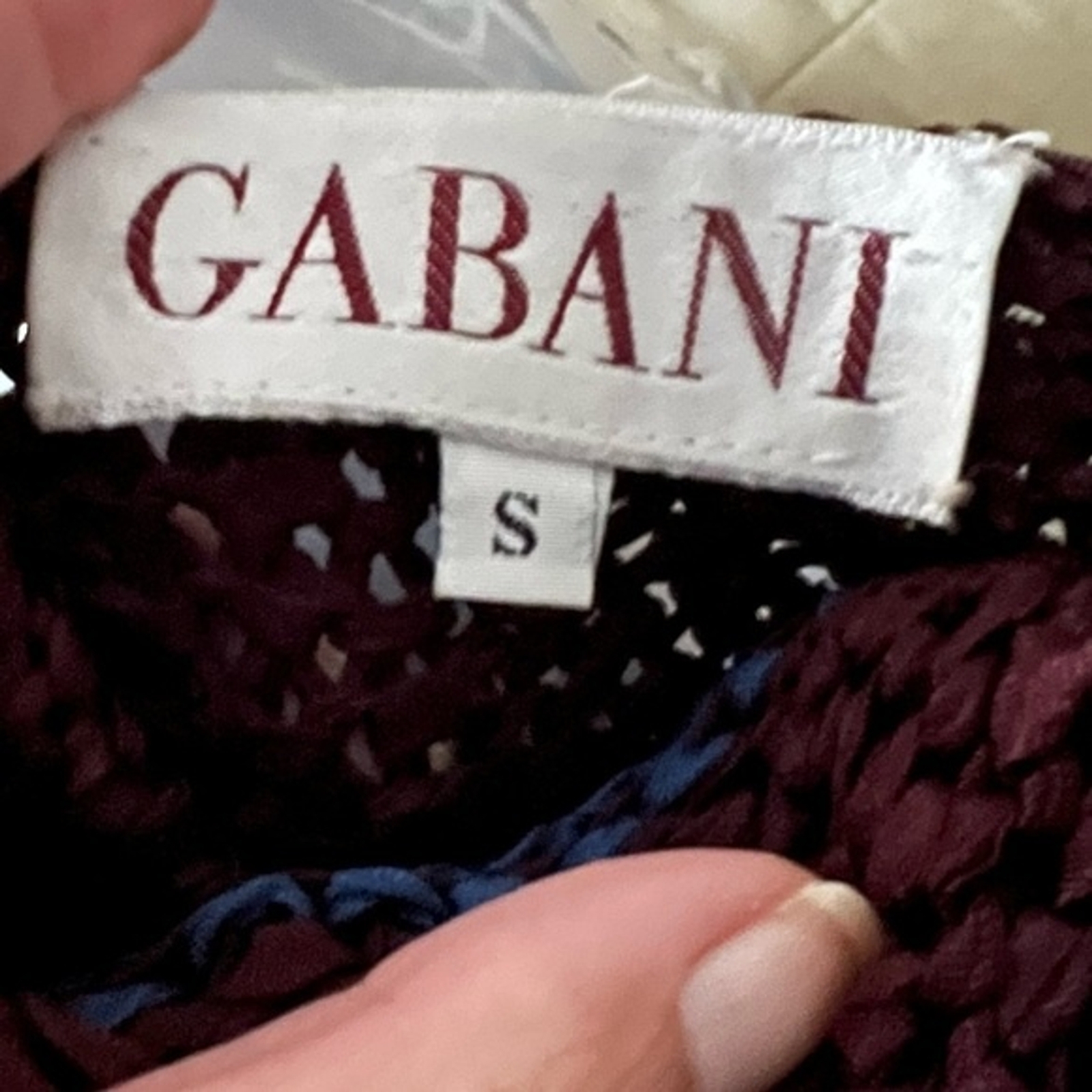 Vintage Gabani Shawl Neck Half Sleeve Colorblock Open Weave Top Women’s Sz S
