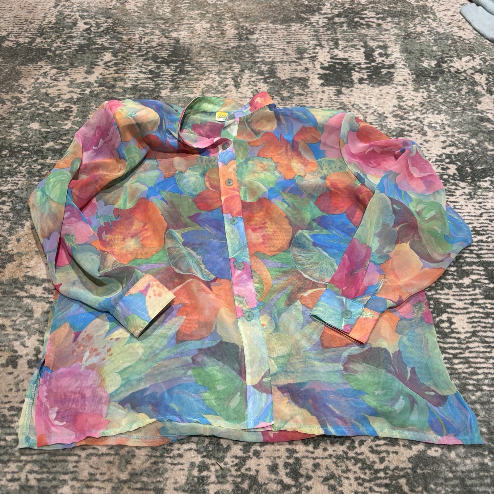 Vintage Sea Suns Sheer Shirt Coastal Grandma Large USA
