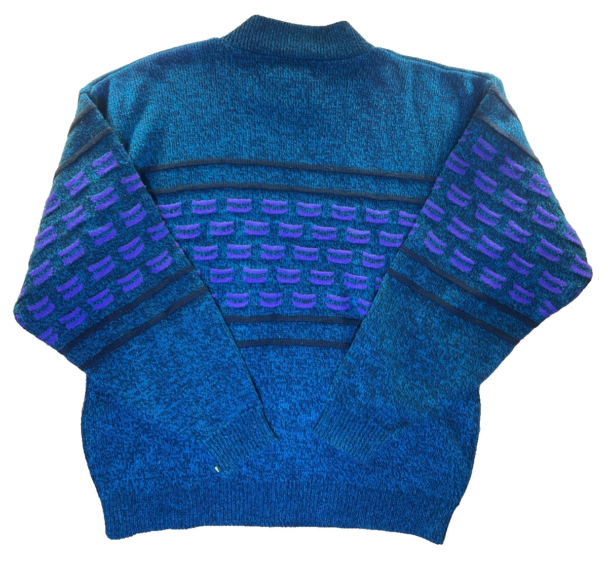 Vintage Bugle Boy Green/Purple Abstract Block Pattern Sweater 90s Mens Large