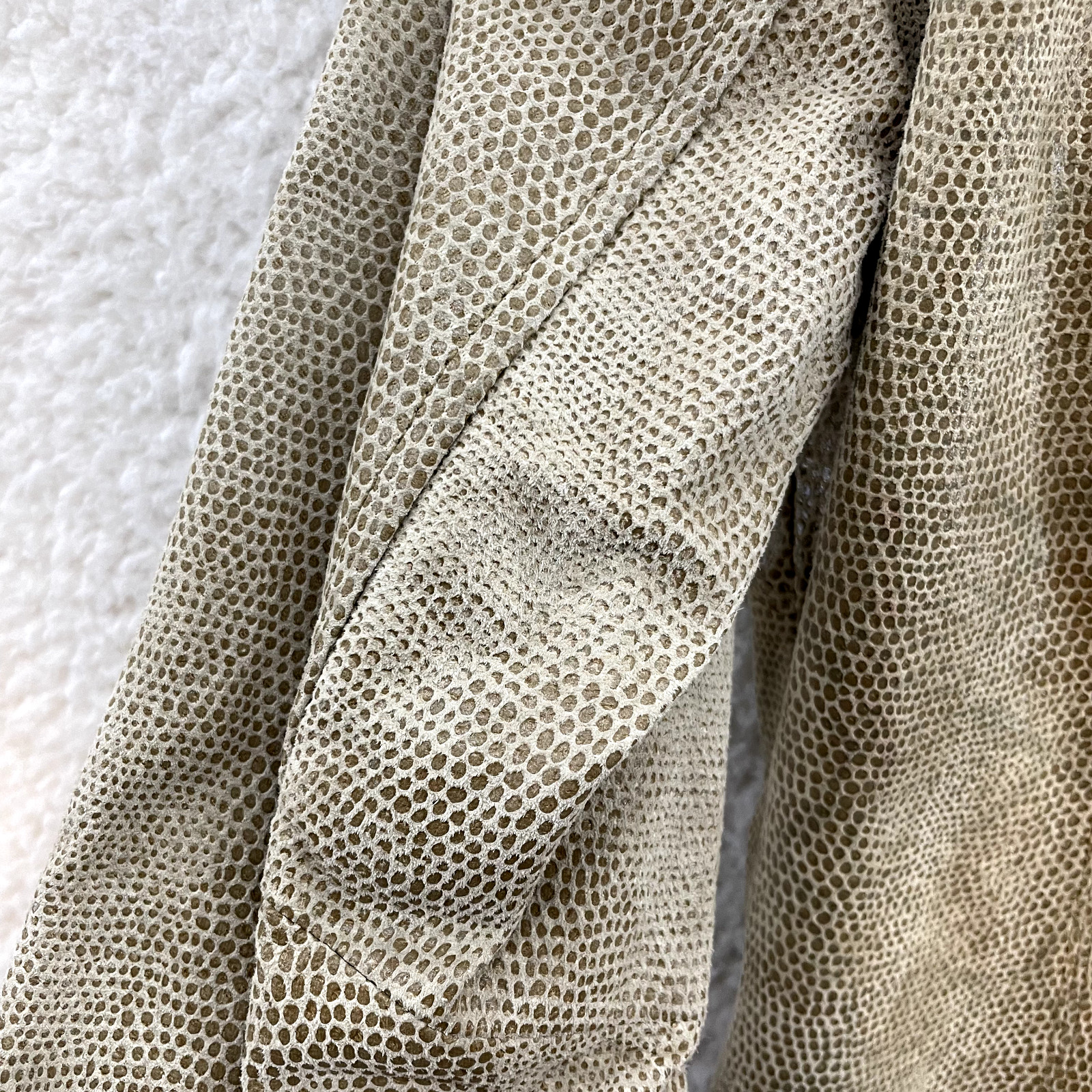 Vintage Leather Jacket Small Medium Womens Tan Beige Faux Snakeskin Pebble