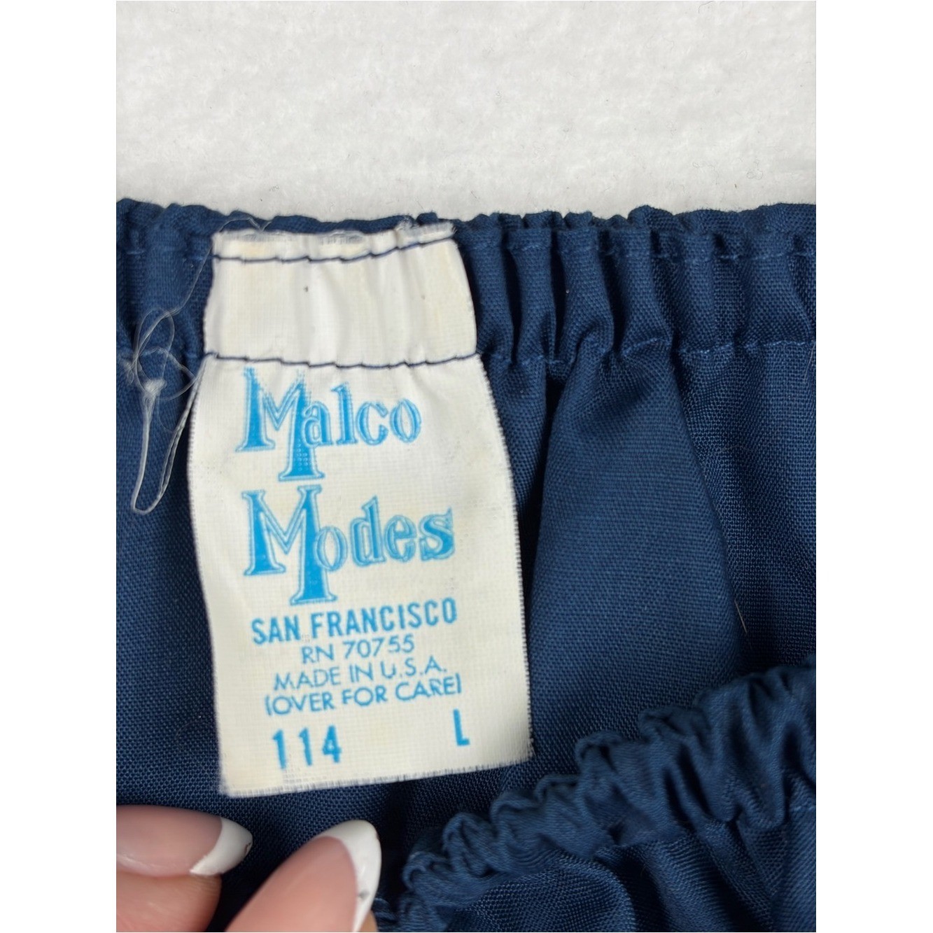 VTG Malco Modes Partners Please Ruffle Peasant Blouse Blue Size L