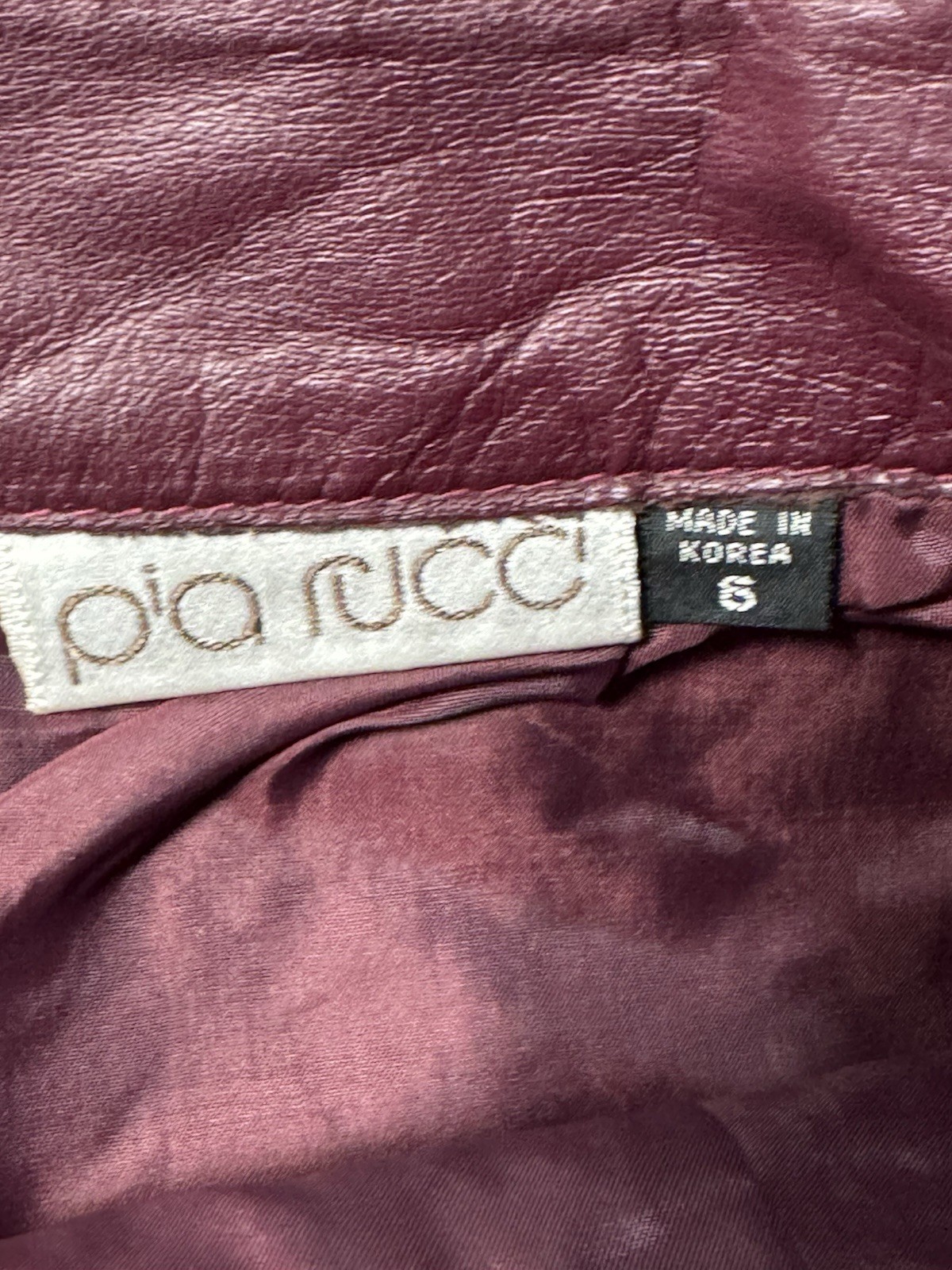 Vintage Y2K Pia Rucci 6 Burgandy Wine Leather Pencil Skit Mob Wife Office Siren