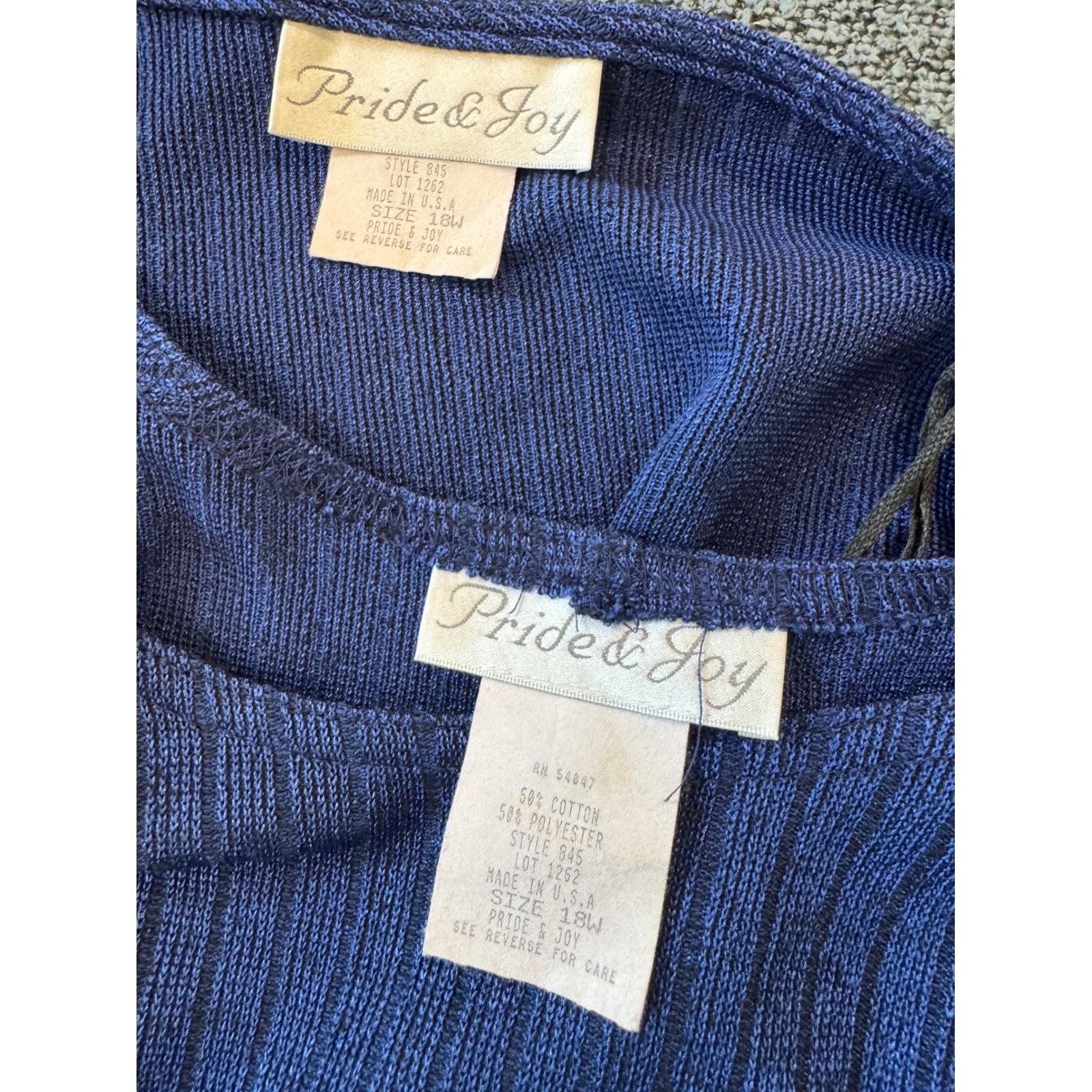 Pride & Joy Vintage Blue Metallic Ribbed Knit Dress and Cardigan Set Size 18W