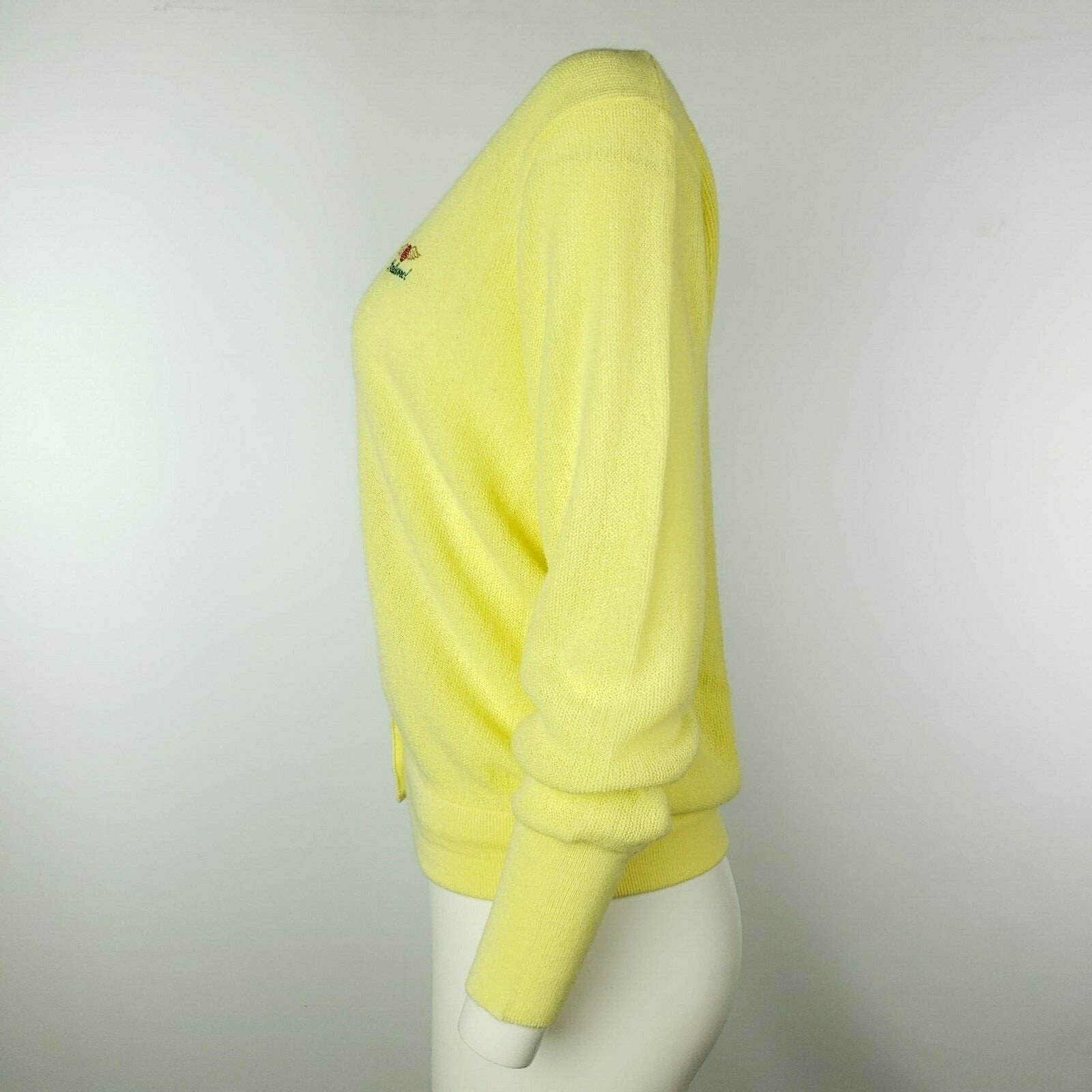 Vintage Lady Pickering Baltusrol Golf Yellow Cardigan Sweater Womens Large