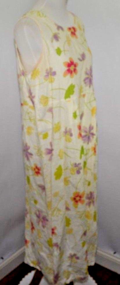 VTG 80’s REAL Comfort Cream Ivory Beige Floral Pattern Dress USA Made Womens 12