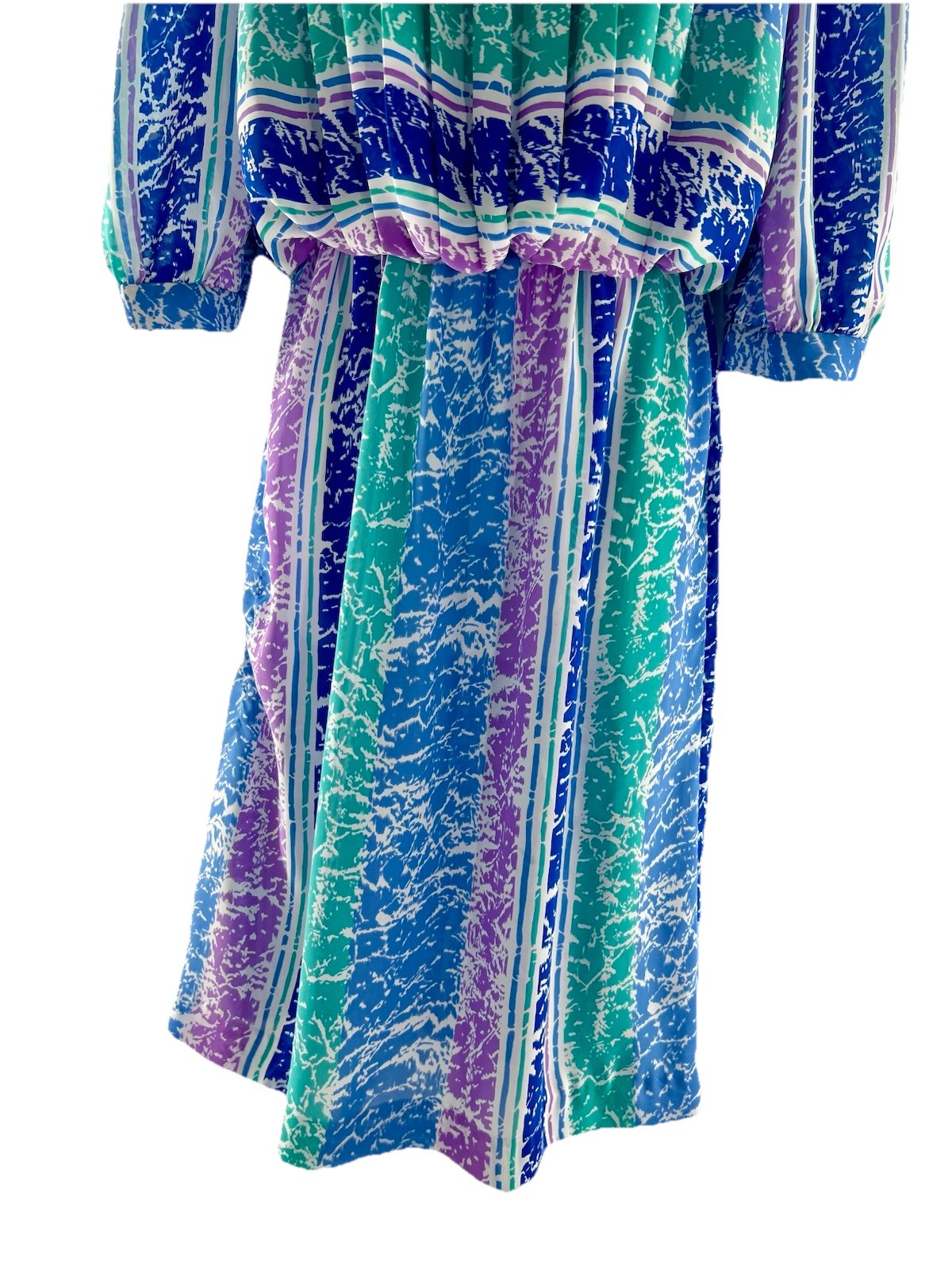 Lady Carol Vintage 80s Dress Stranger Things Shoulder Pads Blue Purple Green