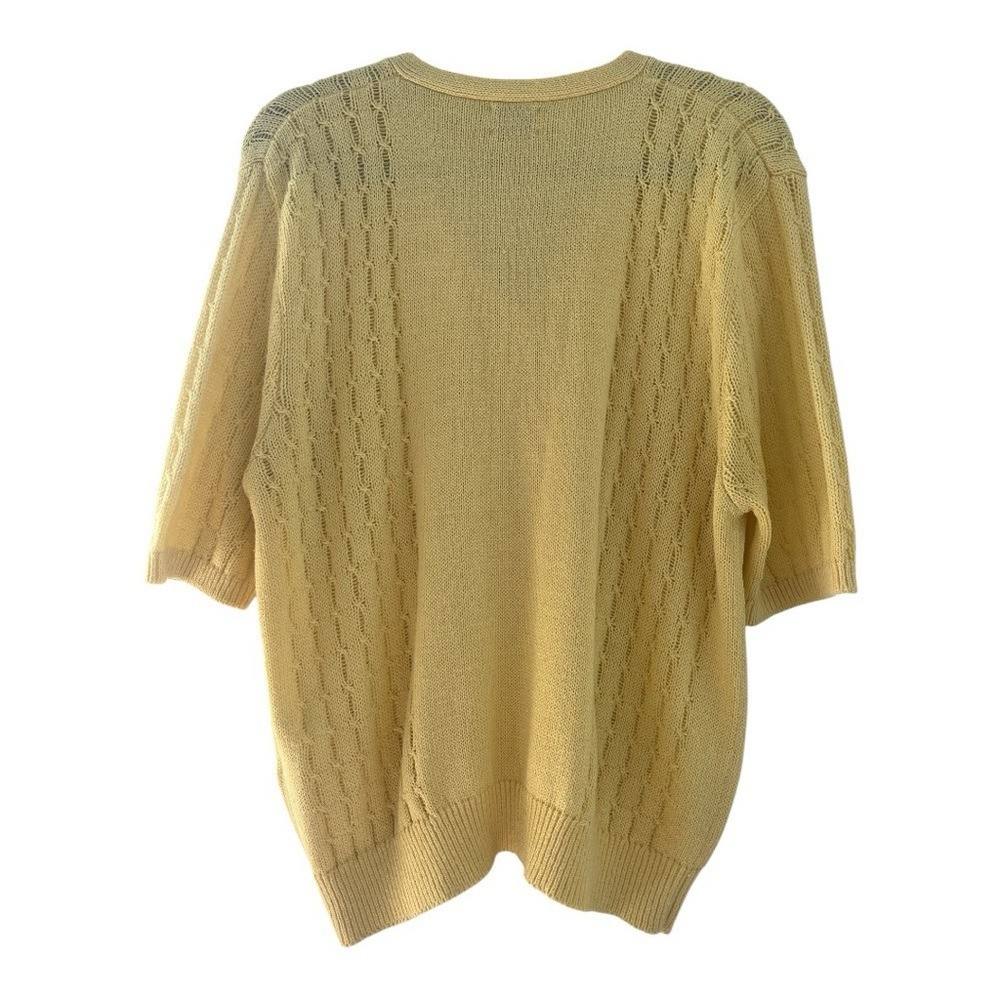 Vintage Bleyle sweater short sleeve cable knit cottage yellow sweater size large
