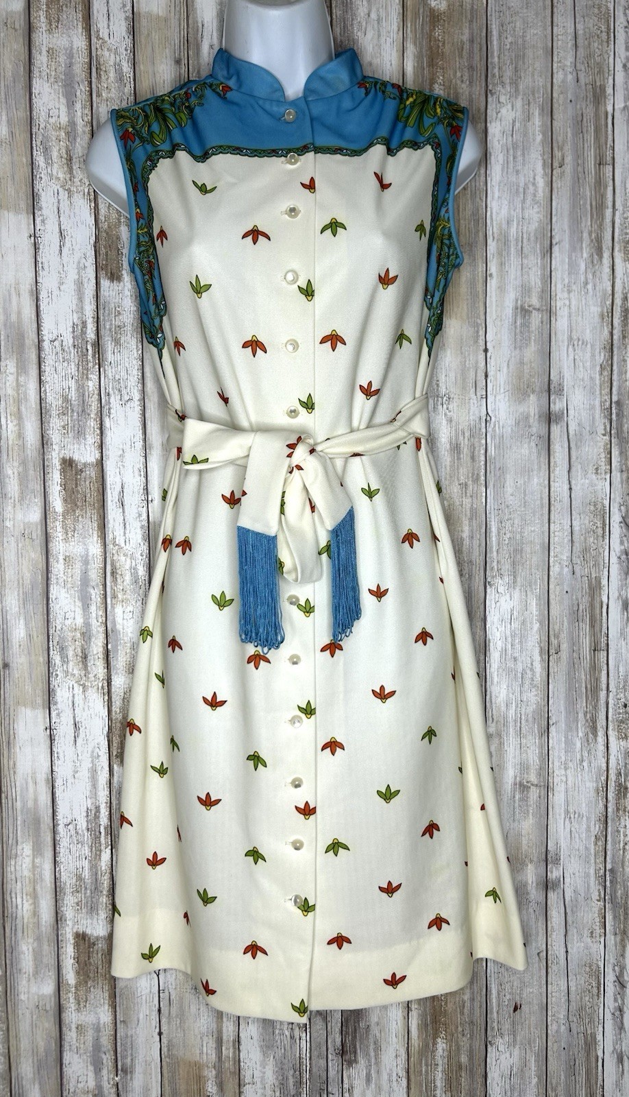 Vintage 60s 70s A Leslie Faye Original Dress Sleeveless With Belt