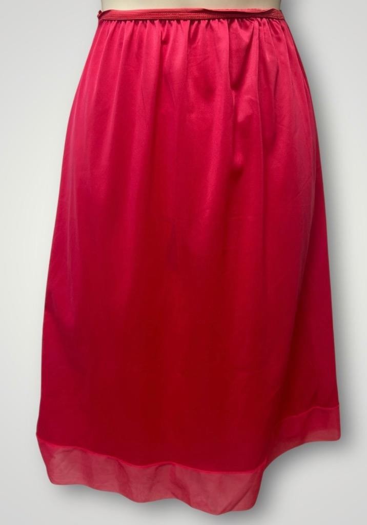 Vintage S XS Nylon Half Slip Dark Pink Chiffon Hem McGreggor
