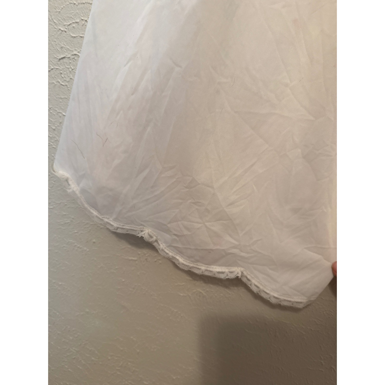 Vintage Shadowline White Nylon Antron III Full Slip Lace Trim 34 Short