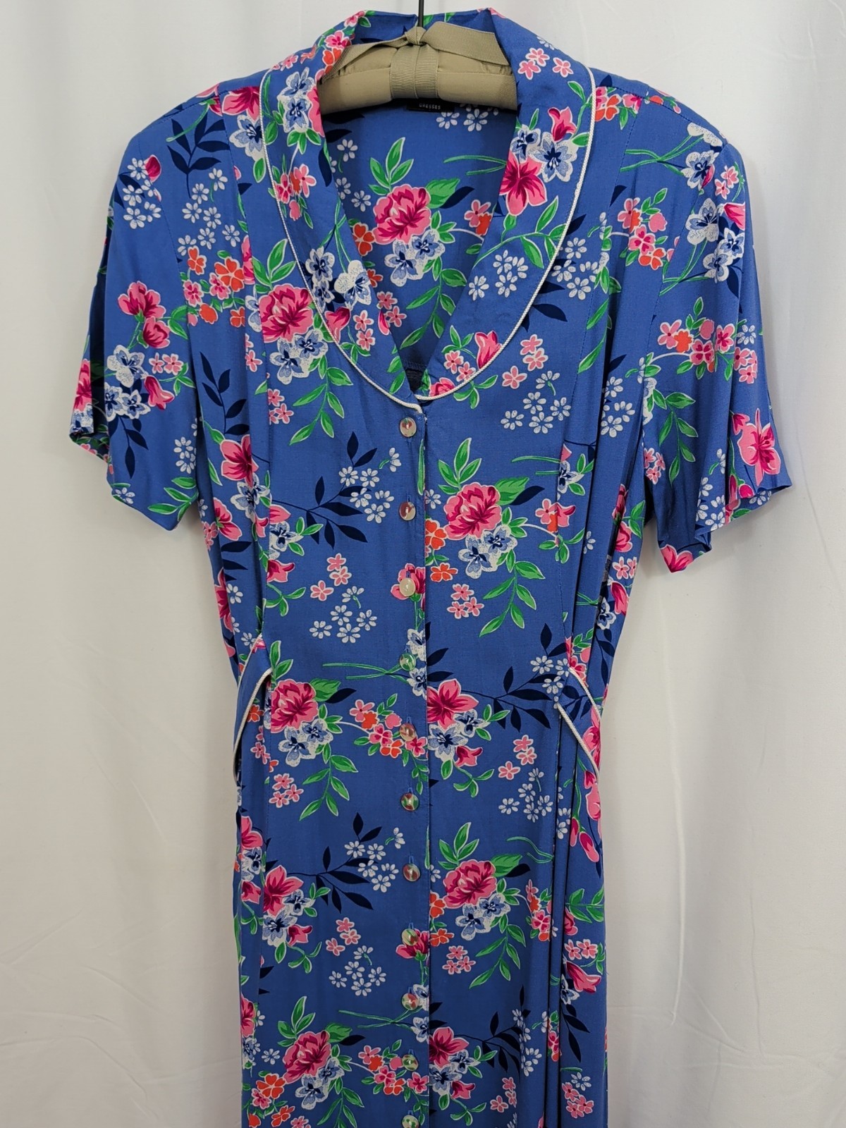 VTG 80’s 90’s ERIKA Maxi Dress Womens L Cottagecore Prairie Periwinkle Floral