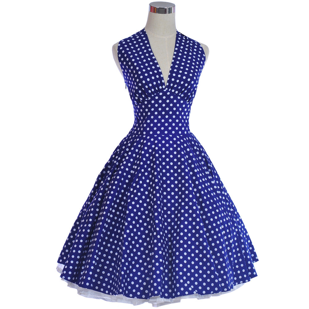 Summer 50s 60s 70s Vintage Retro TEA Dress Rockabilly Party Swing Dresses Cotton