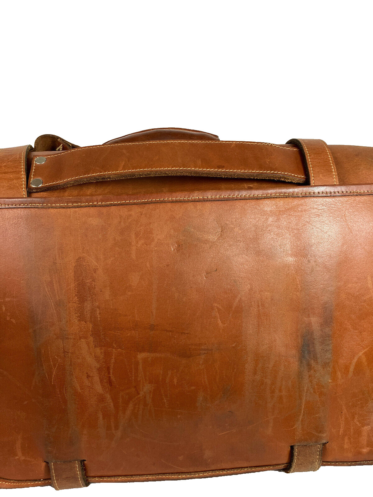 Vintage Custom Hide Vachetta Classic Book Bag Briefcase 3 Compartment 1945 Army