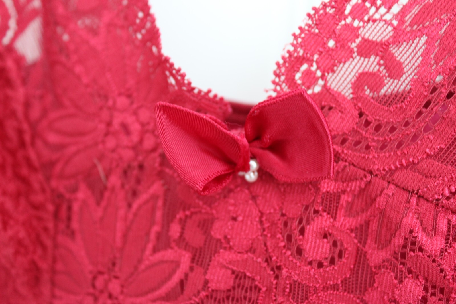 Vintage Burgundy Wine Lace Babydoll Bodysuit Teddy Night Lingerie Small