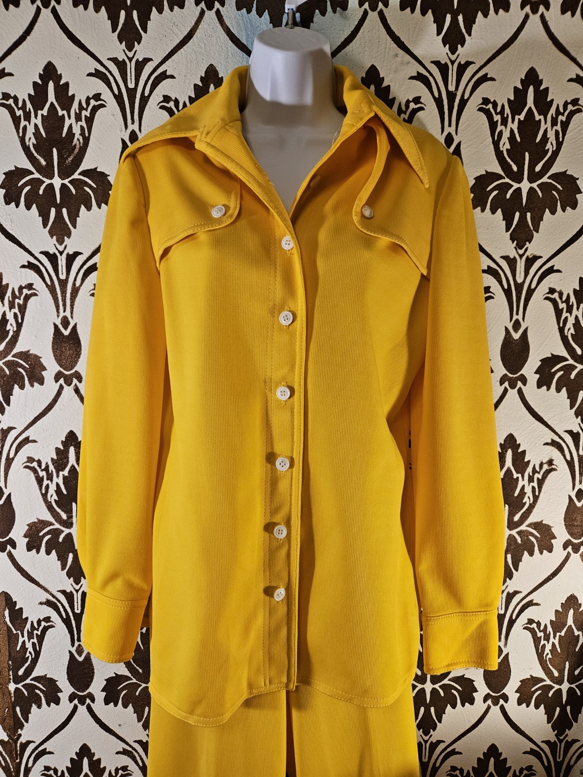 Vtg.ACT III MOD 70s Woman’s 8 ILGWU Union Yellow 2-Pc. Pants Set Bell Bottoms