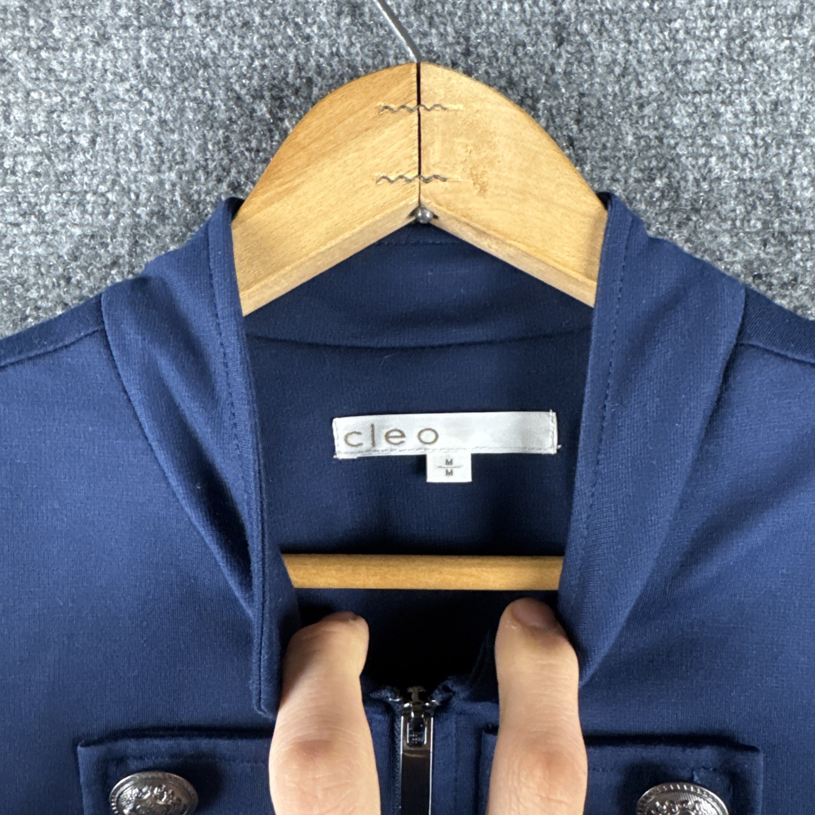 Cleo Navy Blue Button Up Vintage Styled Dress Coat ￼