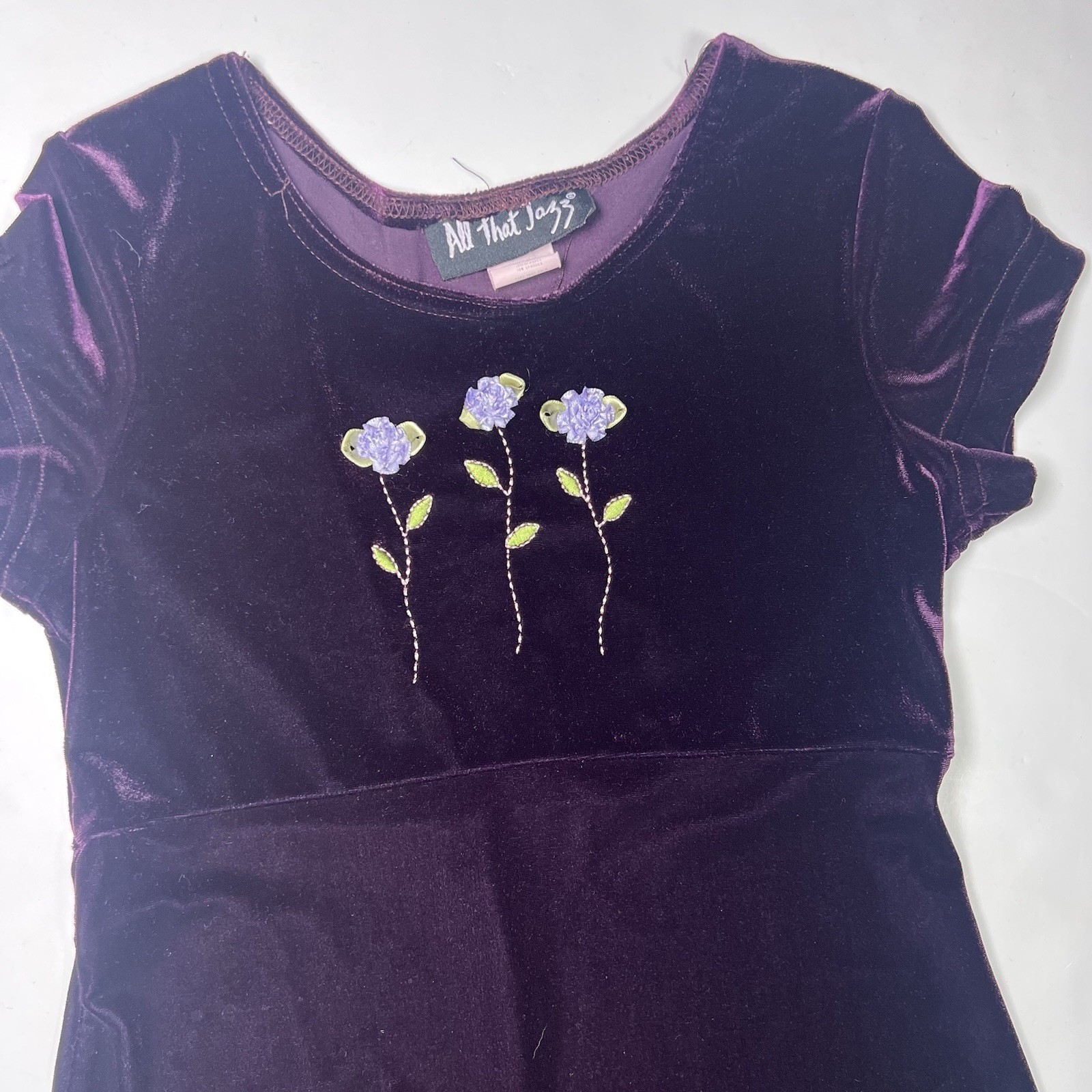 Vintage All That Jazz Crushed Velvet Dress Size S/M Deep Plum Floral Whimsigoth