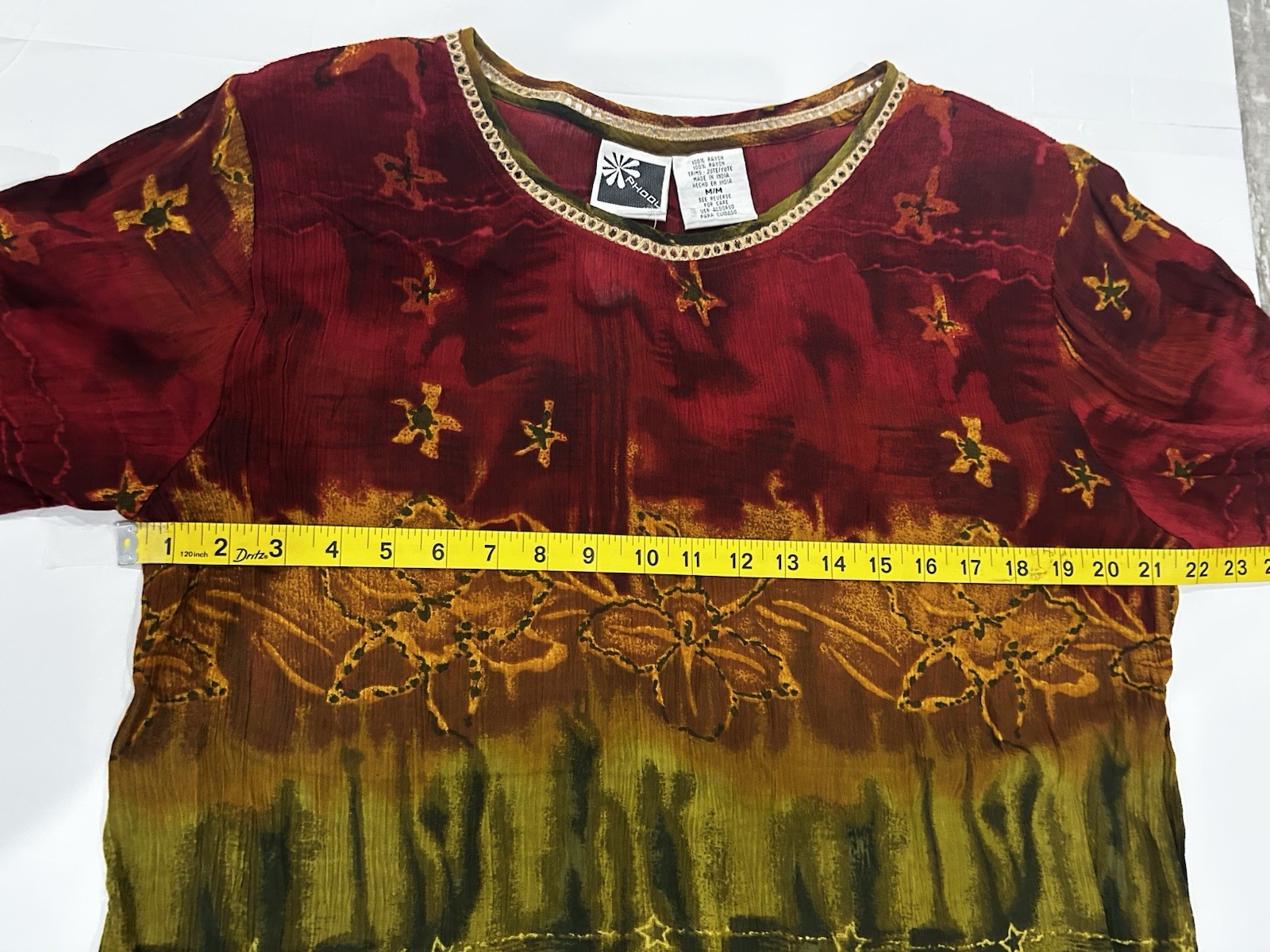 Rhool Vintage 90s Earthtone Ethnic Tribal Gauzy Tunic Top Beach Starfish Size M