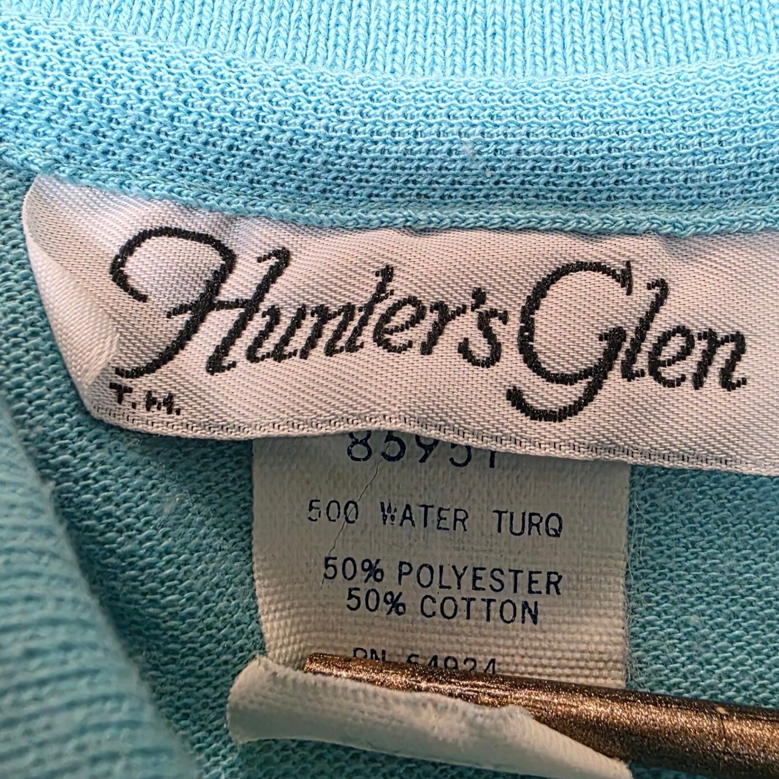 Vintage Hunters Glen Polo Shirt Large Womens Turquoise Striped Short Sleeve, GUC