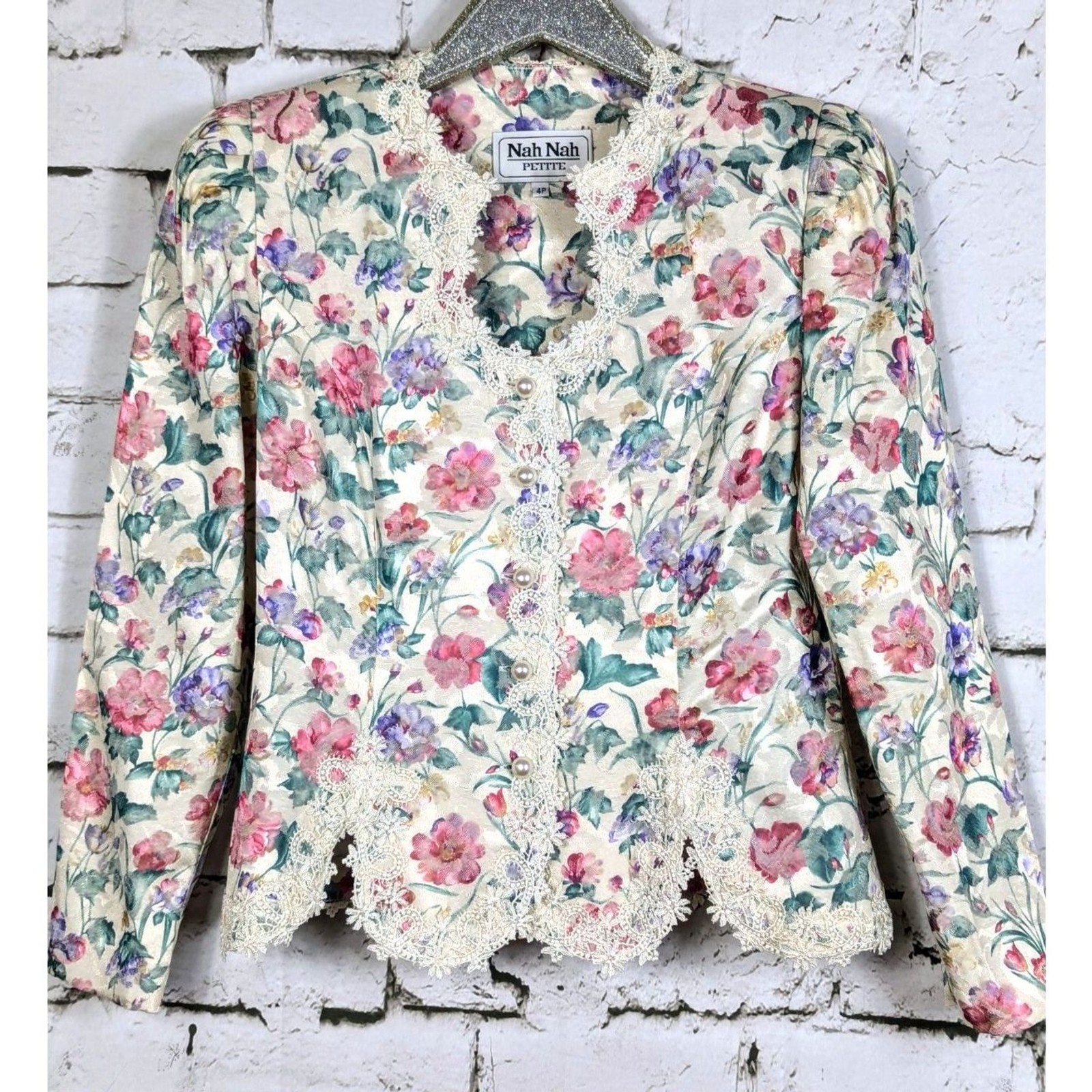 Vintage Floral Chintz Brocade Coastal Grandma English Garden Cottage Jacket 4P