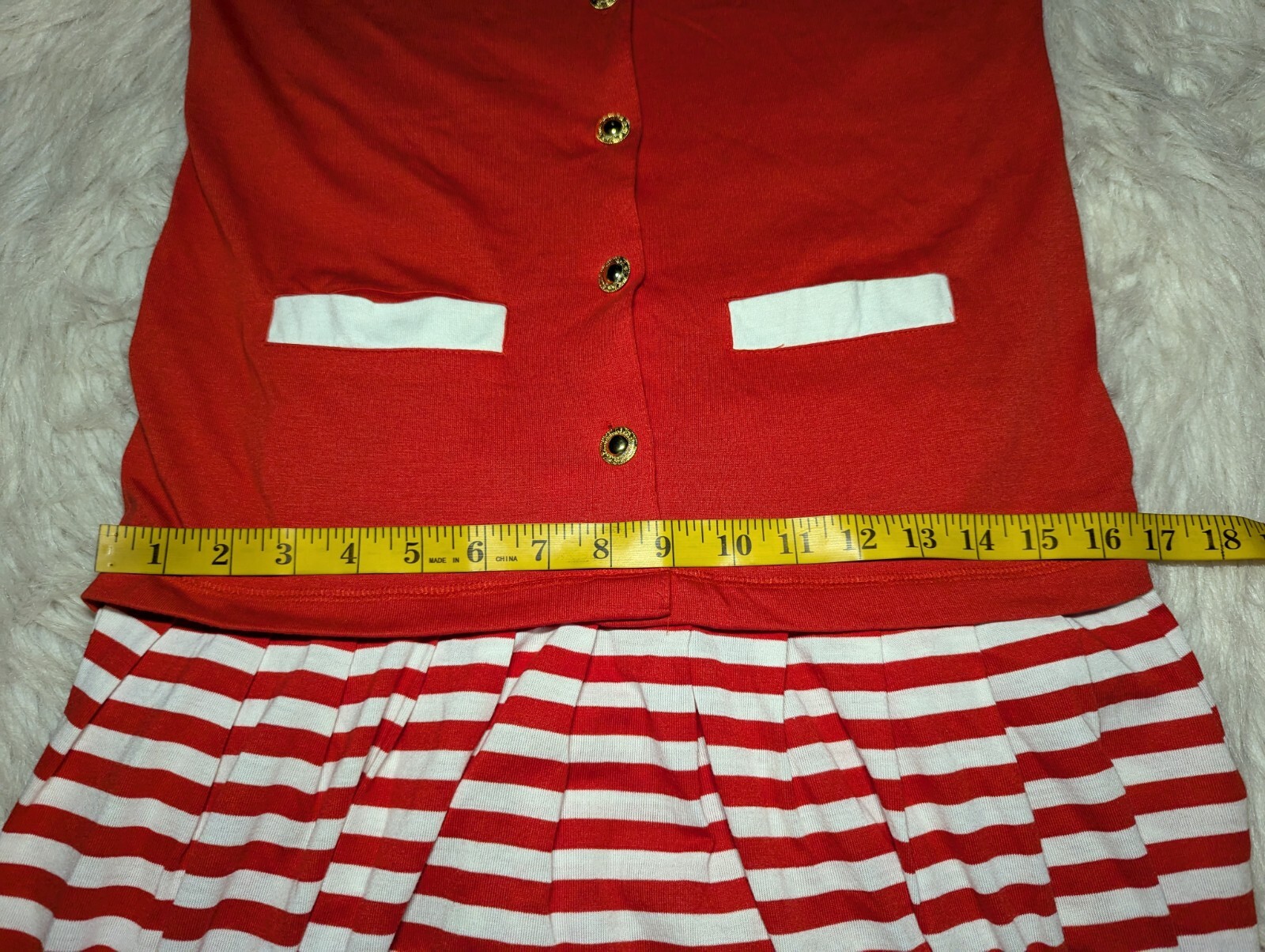 NUGGETS BRAND Button-Up MODEST Dress Orange STRIPED Stretch Women’s Medium