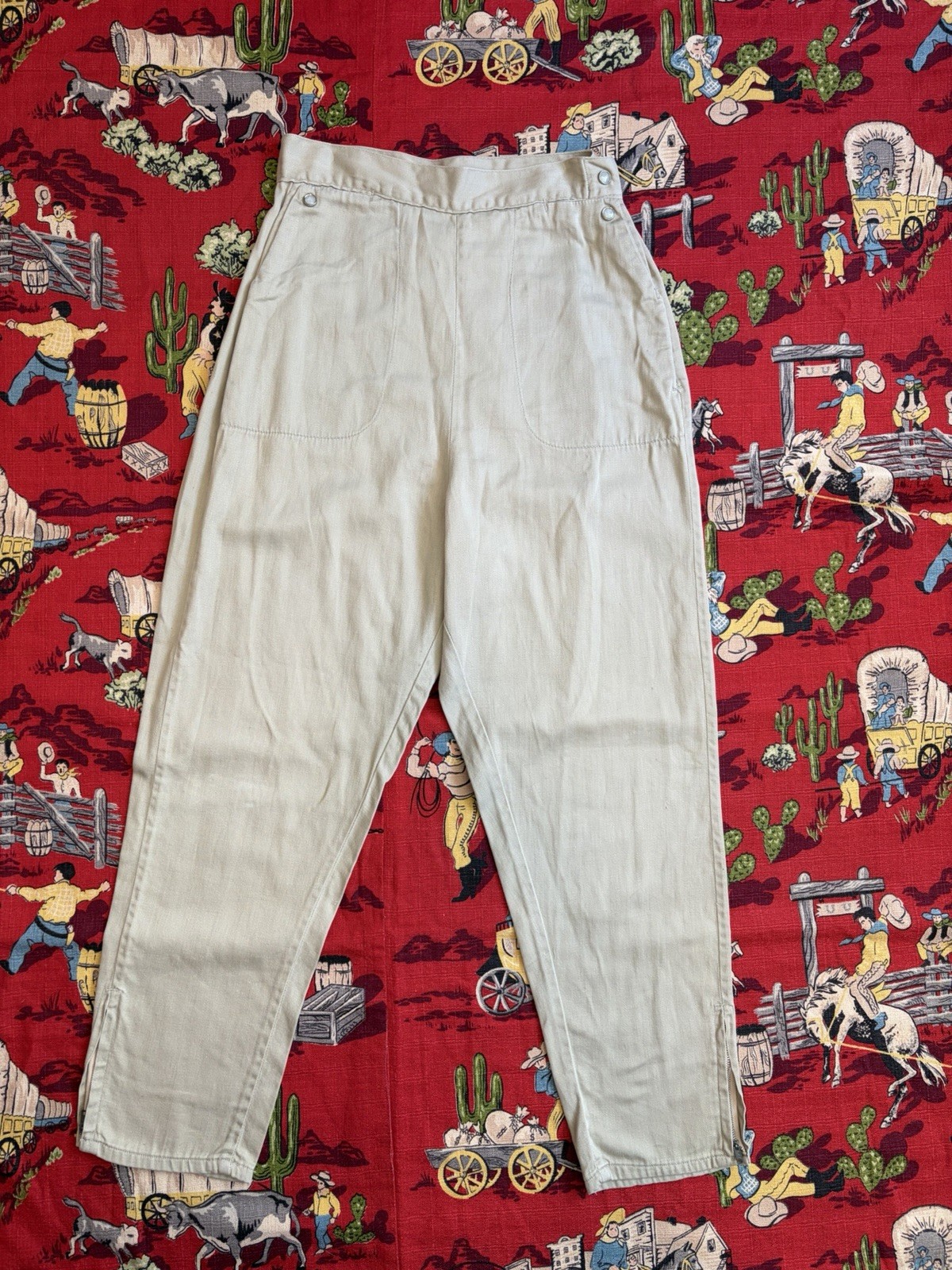 Vintage 1950s Women’s Western Pants Pearl Snap Side Zips Size Small XS Cowgirl
