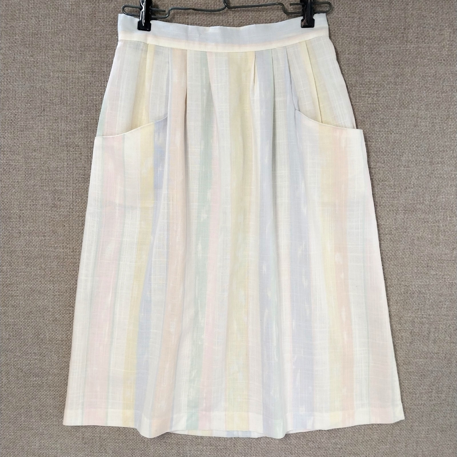 Vintage 1980s Era Konnie O Skirt Soft Pastel Streaked Rainbow Pockets Size 7/8