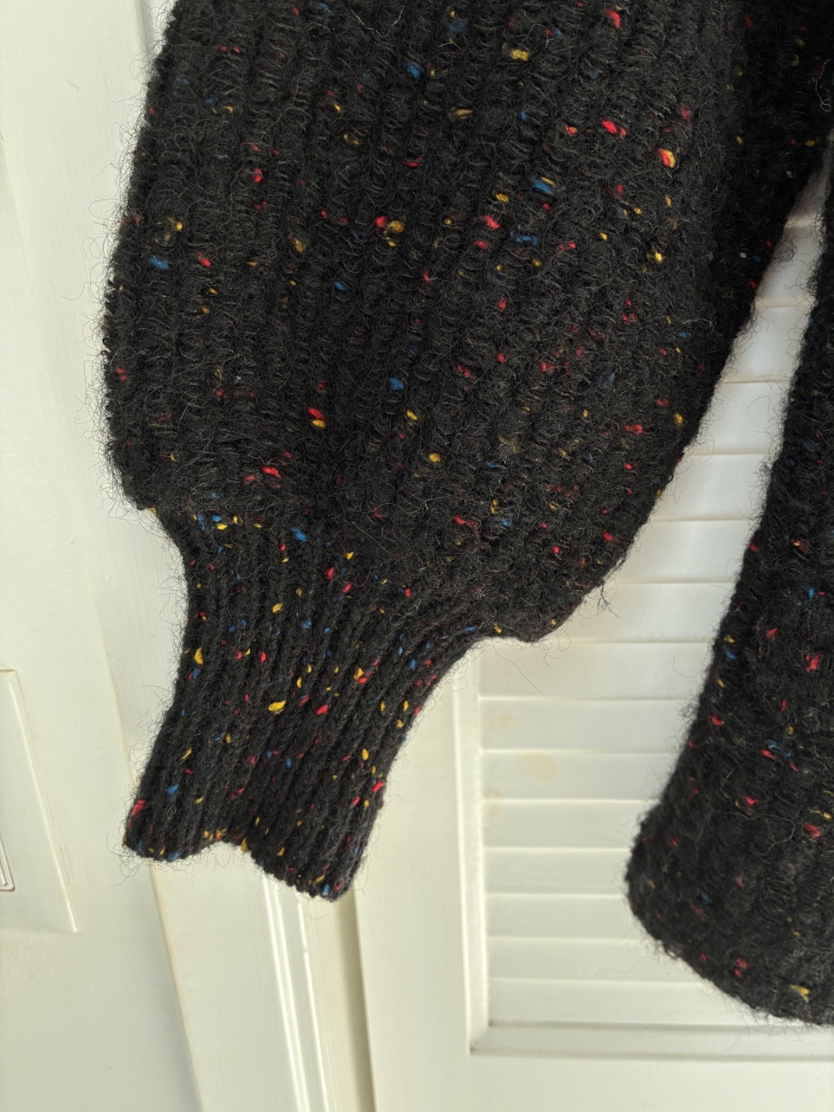 Vintage Sweater Jacket Black Wool Confetti Yarn Speckled Cin Cin 1970’s 1980’s
