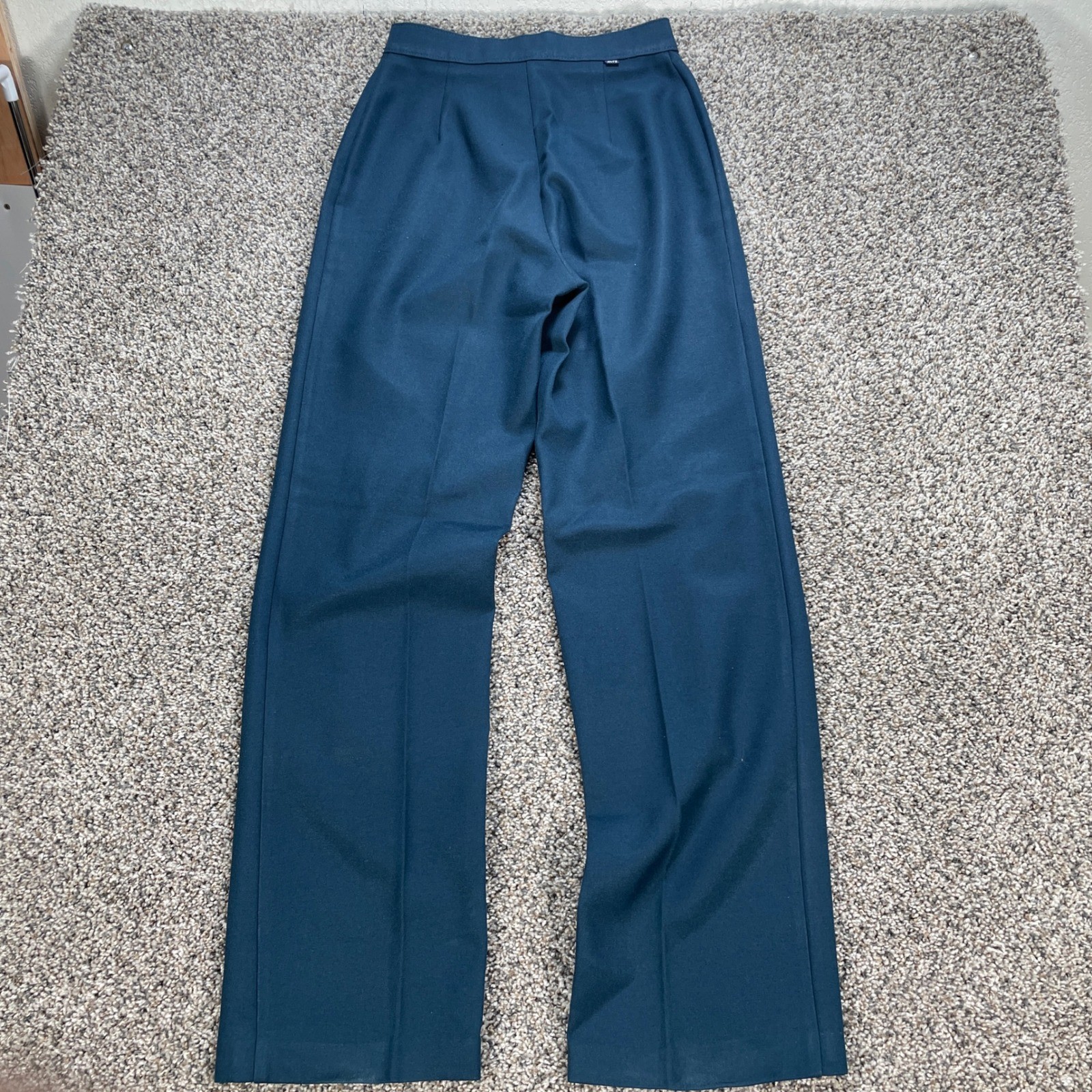 Vintage Levi’s 27×32 High Waisted Trouser Pants Teal Blue Wide Leg Polyester