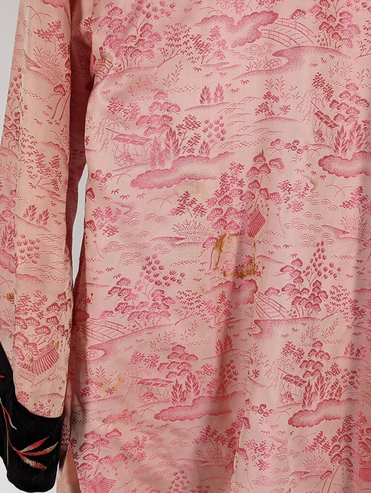 New Look Yokohama Sakaki Pink Cherry Blossom Silk Smoking Kimono Shirt Jacket