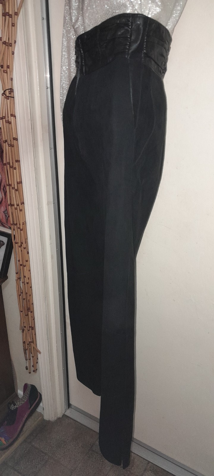 Vtg 80s 90s Does 40s 50s Black Suede I.magnin VAKKO Leather High Waist Pants 26