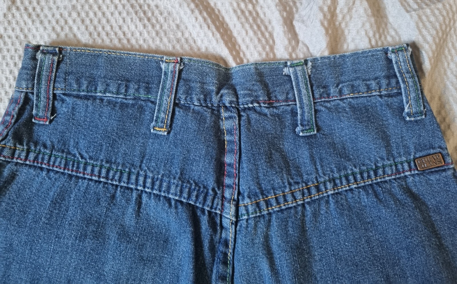 RARE „Cheap Jeans’ Brand 70s Vintage Jeans With Rainbow Stitching