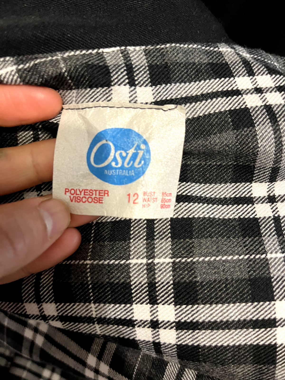 Vintage Australian 1980s Ozti Black White Plaid Blazer Double Breasted AU 8/S