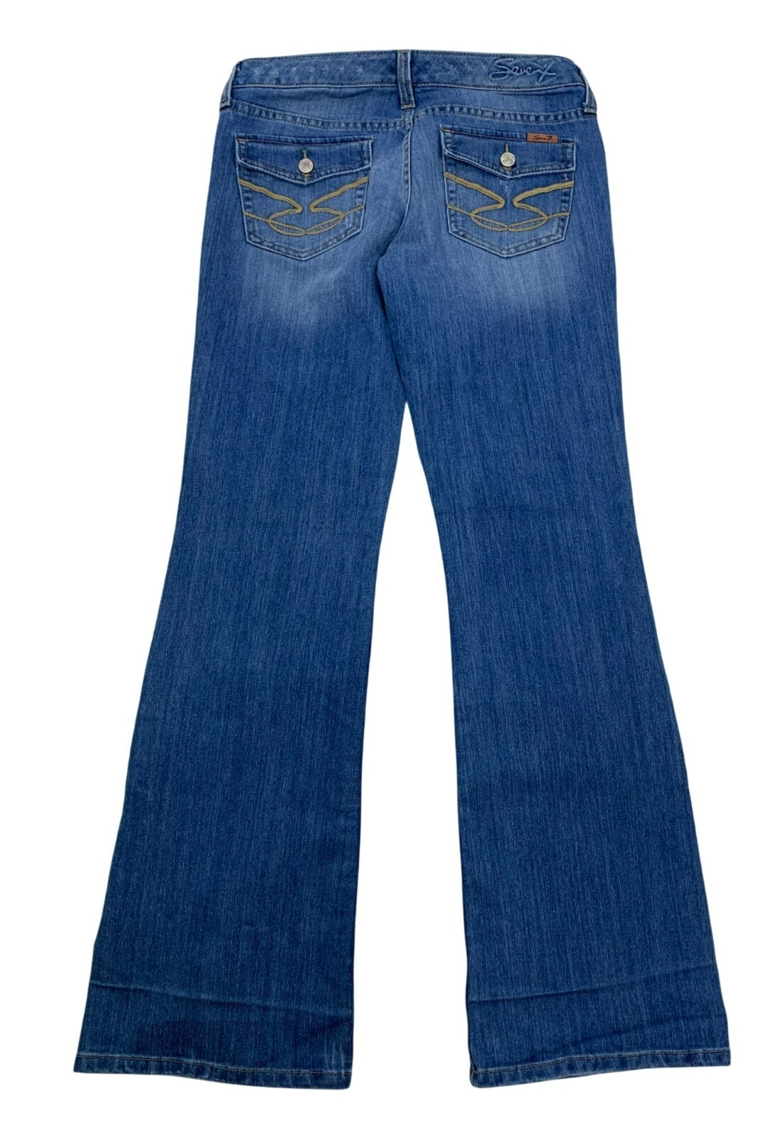 Vtg Lo-Rise Seven7 Bootcut Jeans Size 28 Blue Denim Cotton Blend Y2K 90s Flare