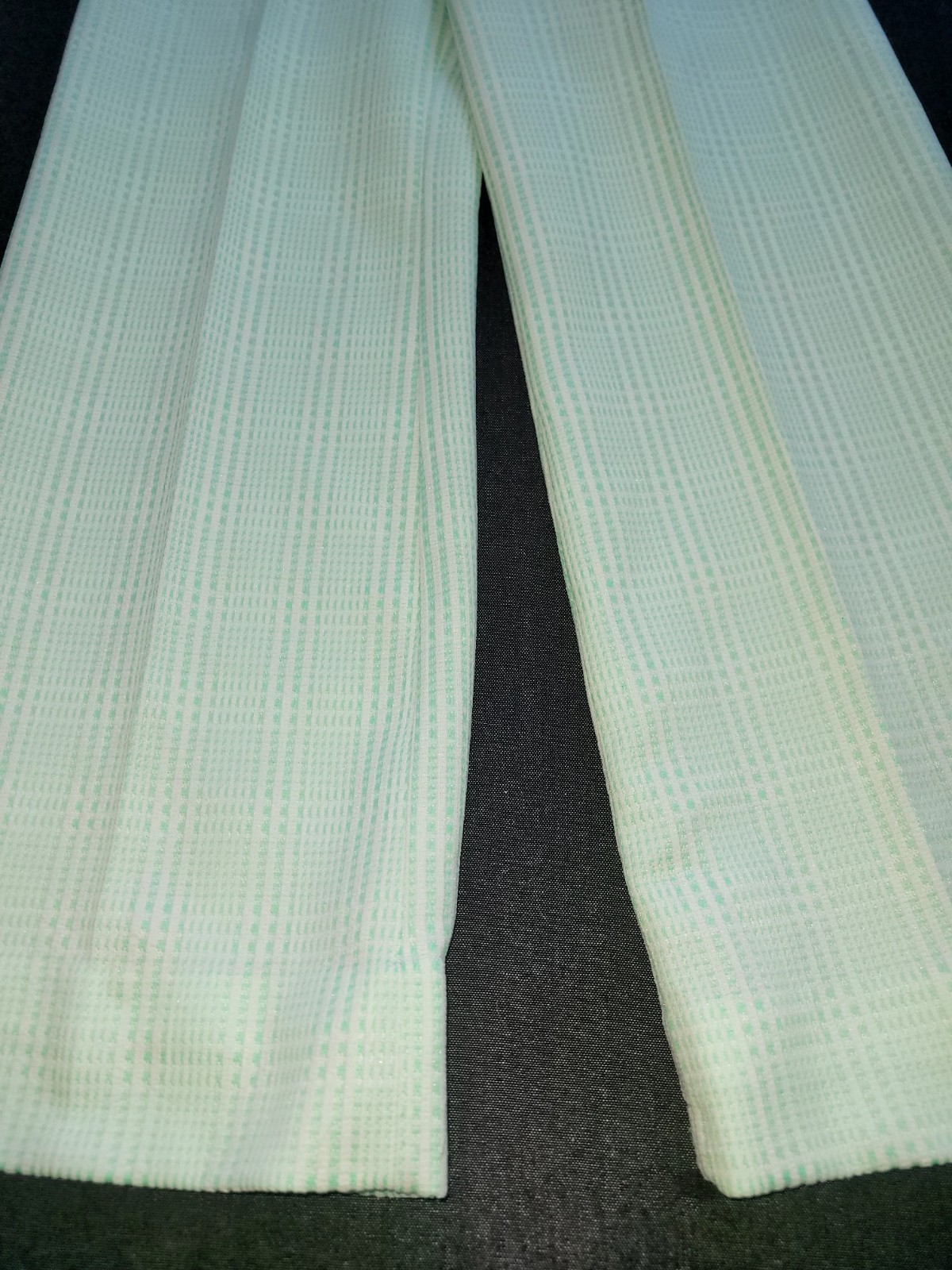 Vintage 60s 70s Straight Leg Slacks Pants Disco Wide Green White Plaid XS/S