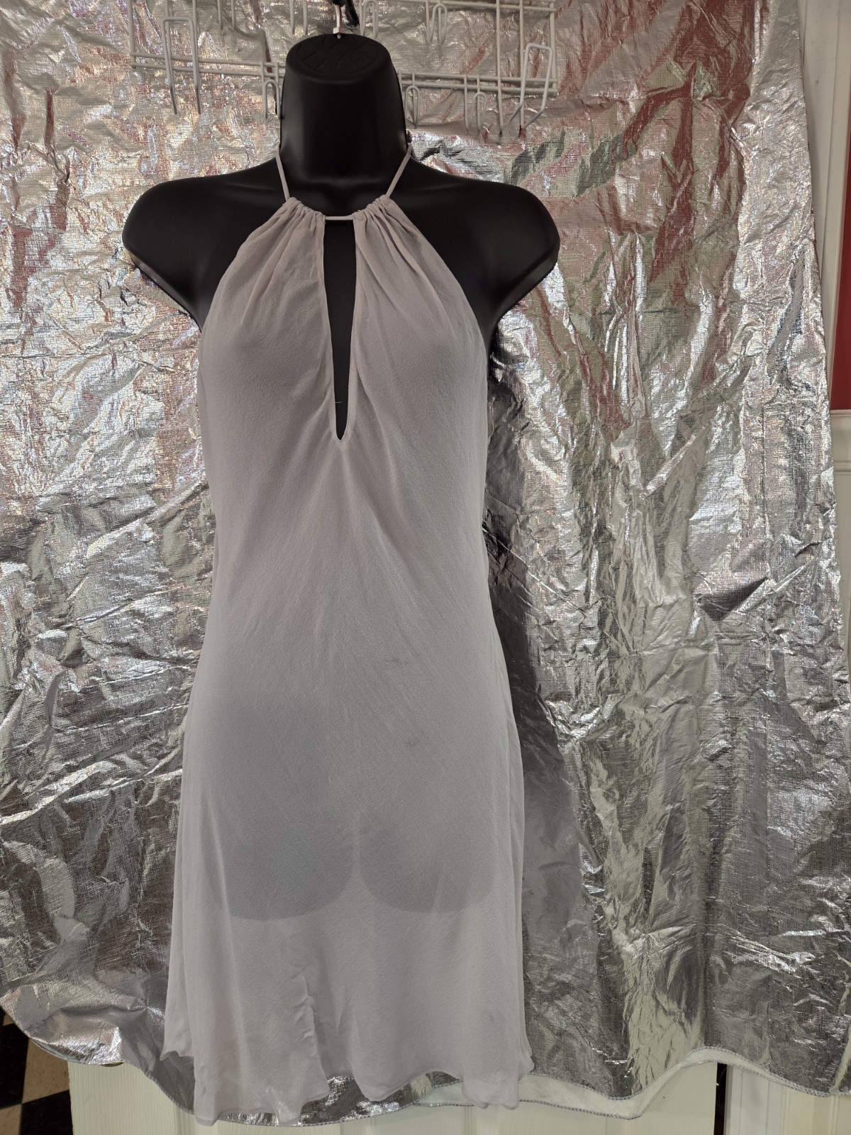 NEW Vintage Light Grey Sexy Nightie Dress Victoria’s Secret 100% Silk Small 2000