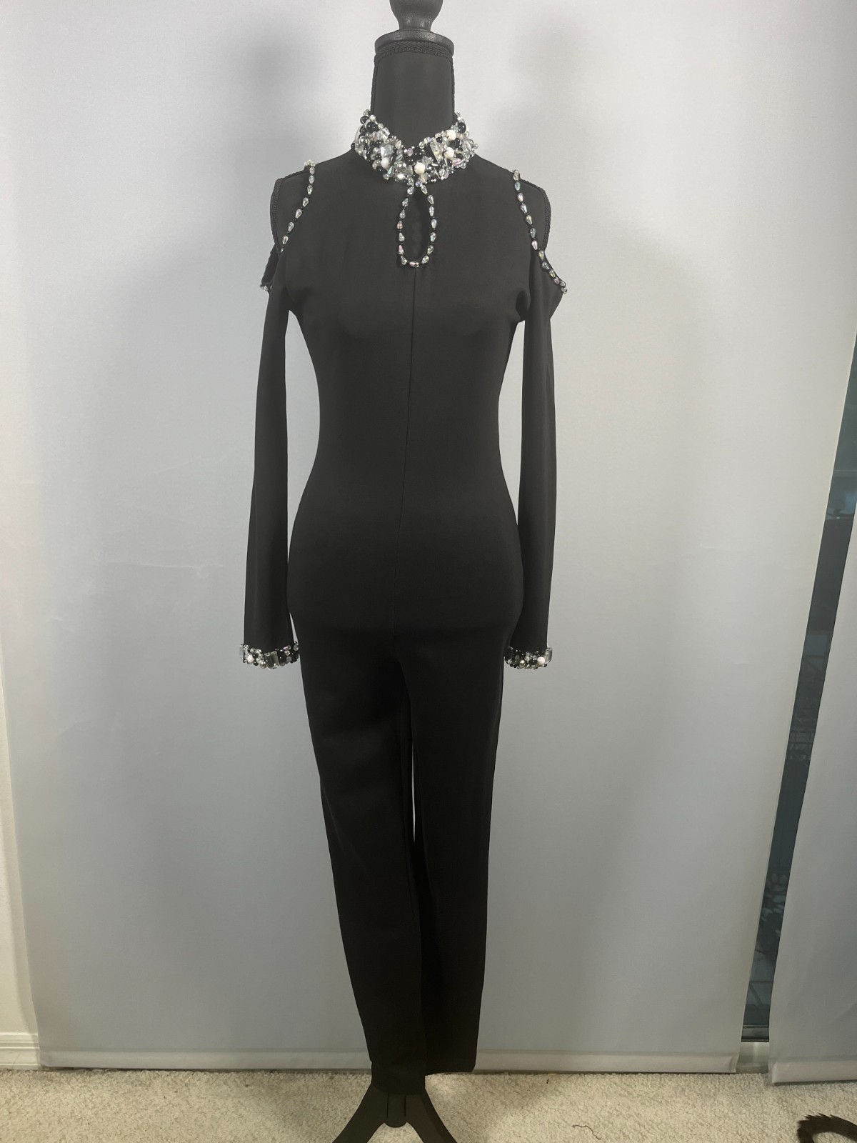 Vintage Contempo Casuals embellished jeweled black women’s jumpsuit SZ medium
