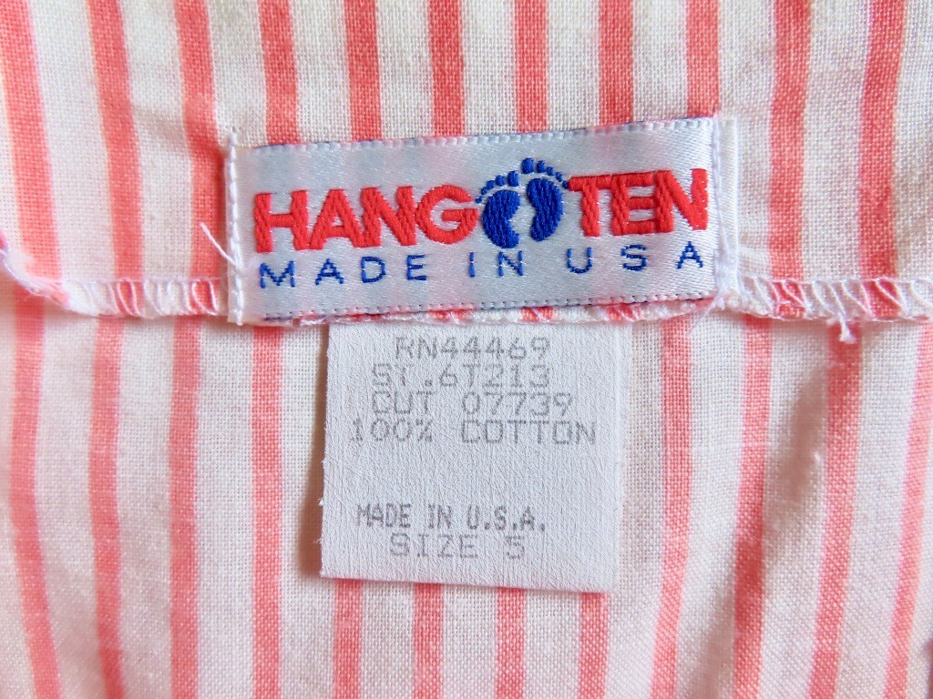 1990s Vintage Orange Stripe Pockets Hang Ten Full Skirt Dress sz XS / 32″ chest