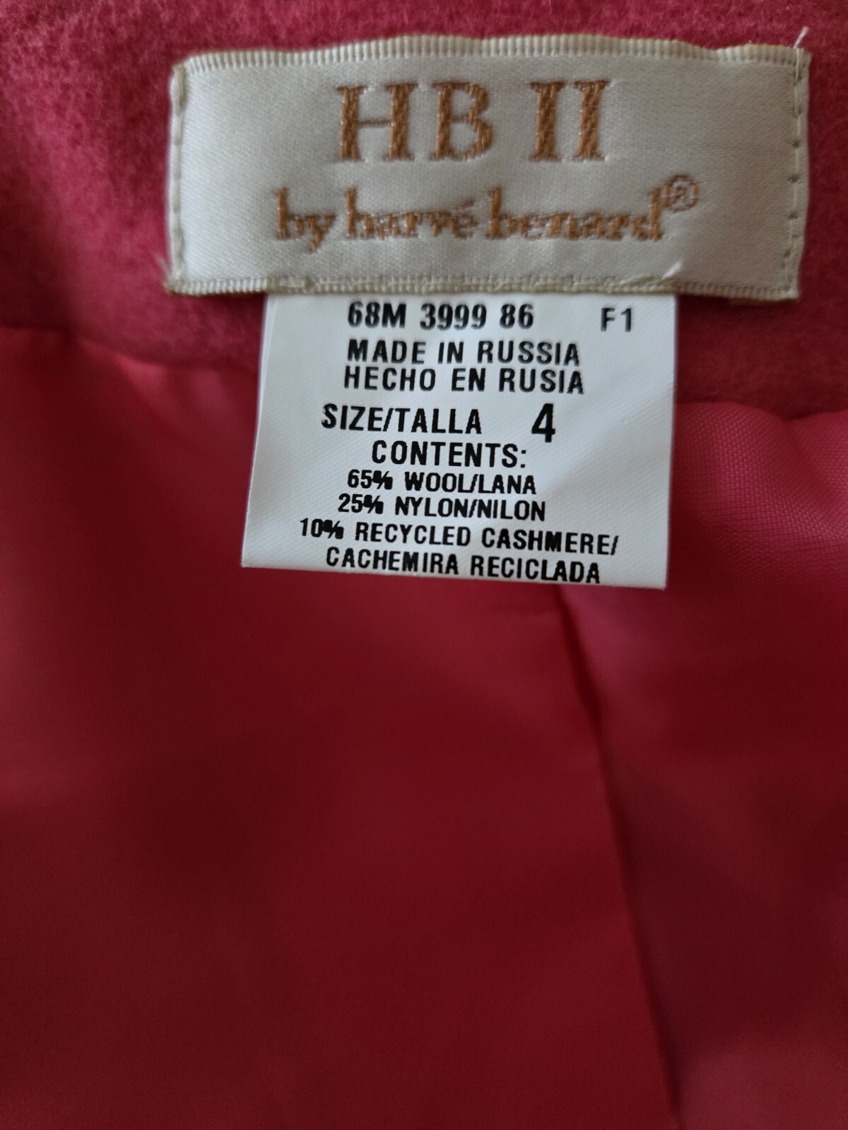 Vintage Pink Wool Cashmere Blend HB II by Harve Benard Womens Jacket Blazer Sz 4