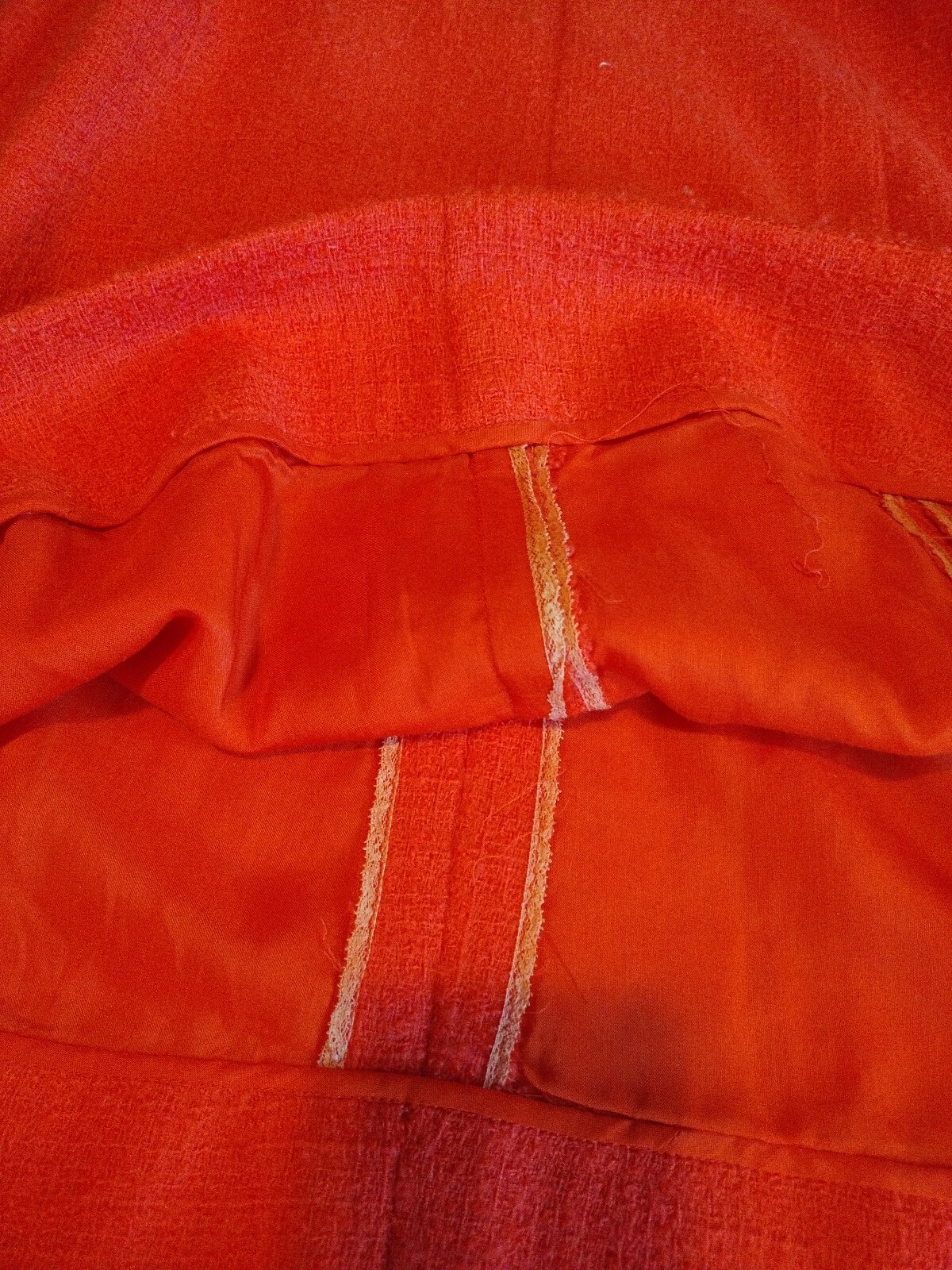 Vintage Imported Orange Wool Designer Copy Dress with Suede Belt