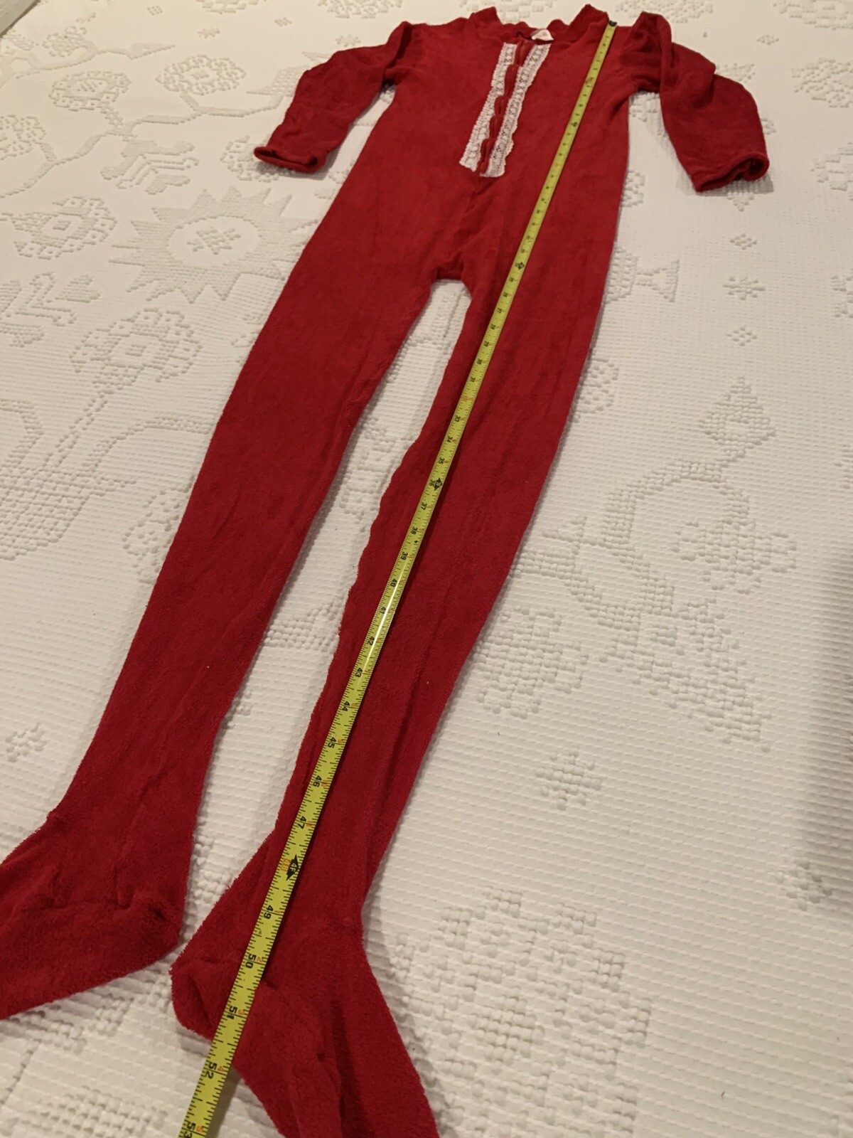 VTG Sears Women’s S 32/34 Red Zip Up Sexy 1 Piece Loungewear Stretch Terry Knit