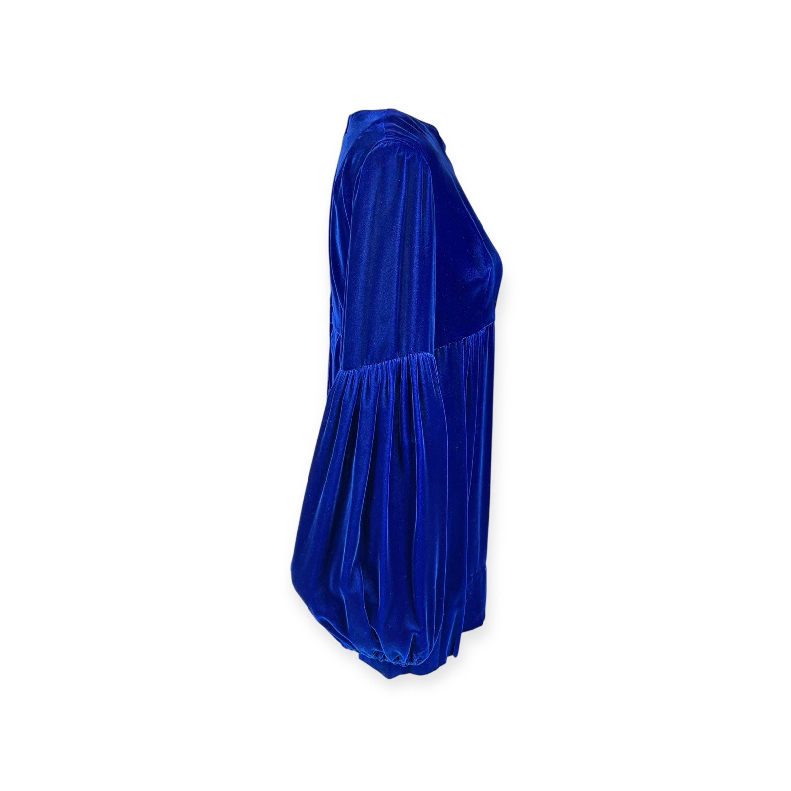 VTG 1960s BLUE VELVET DRESS GIGOT PUFF RENAISSANCE Whimsigoth MOD HIPPIE BOHO