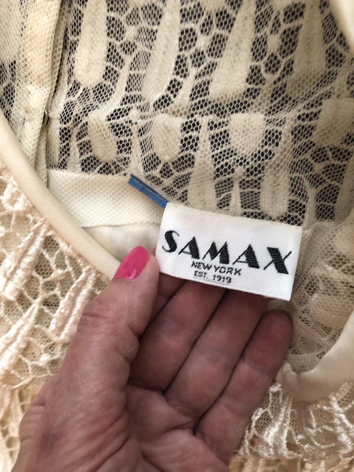 1980’s Vintage Samax Ivory Layered Dress Great Gatsby Flapper Crochet Lined~S